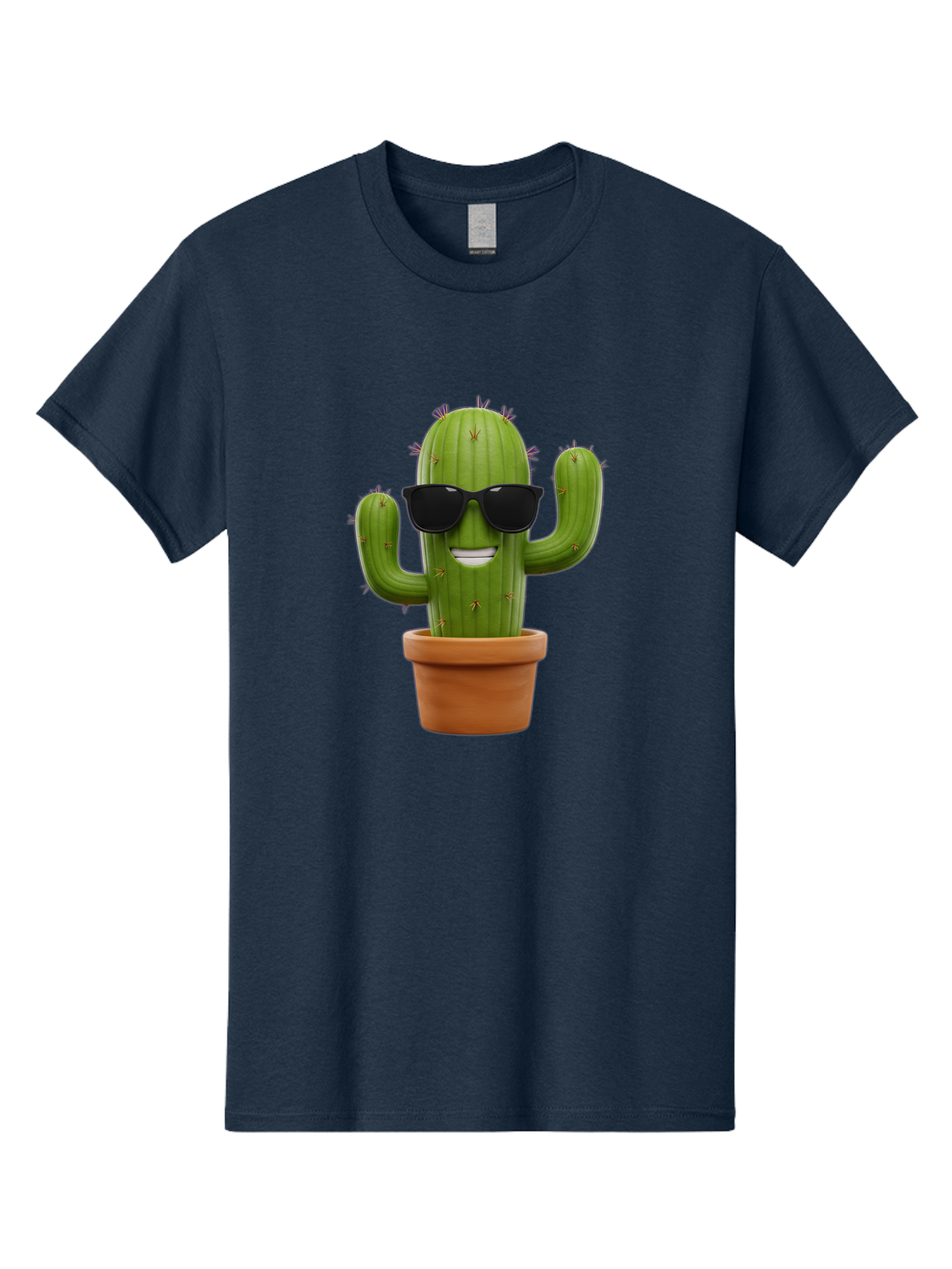 Cactus-Wearing-Sunglasses Men'S Graphic Tee, 100% Cotton, Comfortable Casual Summer Wear, Machine Washable, Cool Cactus, Cactus Wearing Sunglasses, Cartoon Cactus, Potted Plant, Quirky Character, Fun Design, Cute Plant, Fun Accessory, Bac758