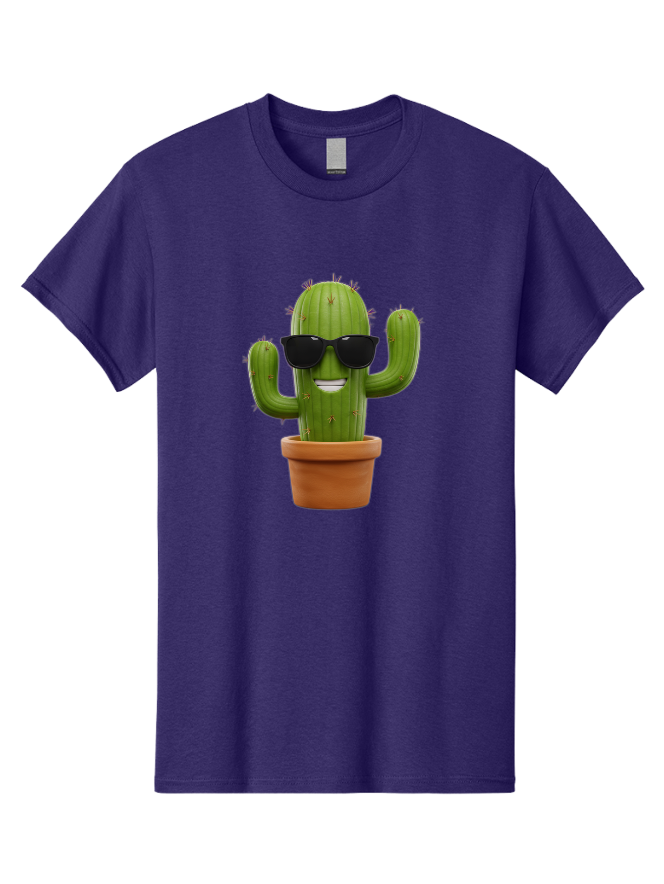 Cactus-Wearing-Sunglasses Men'S Graphic Tee, 100% Cotton, Comfortable Casual Summer Wear, Machine Washable, Cool Cactus, Cactus Wearing Sunglasses, Cartoon Cactus, Potted Plant, Quirky Character, Fun Design, Cute Plant, Fun Accessory, Bac758