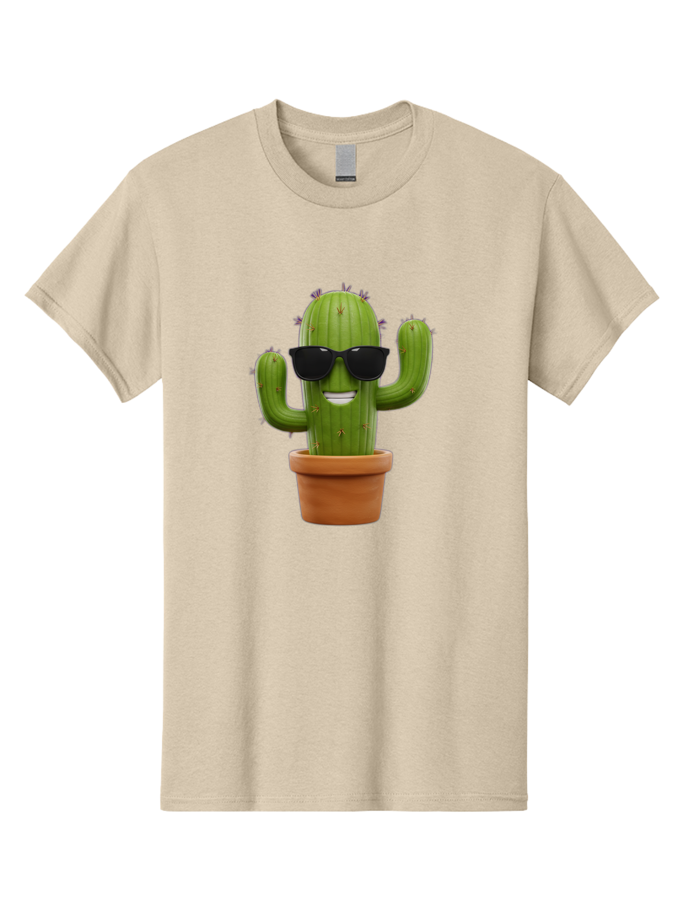 Cactus-Wearing-Sunglasses Men'S Graphic Tee, 100% Cotton, Comfortable Casual Summer Wear, Machine Washable, Cool Cactus, Cactus Wearing Sunglasses, Cartoon Cactus, Potted Plant, Quirky Character, Fun Design, Cute Plant, Fun Accessory, Bac758