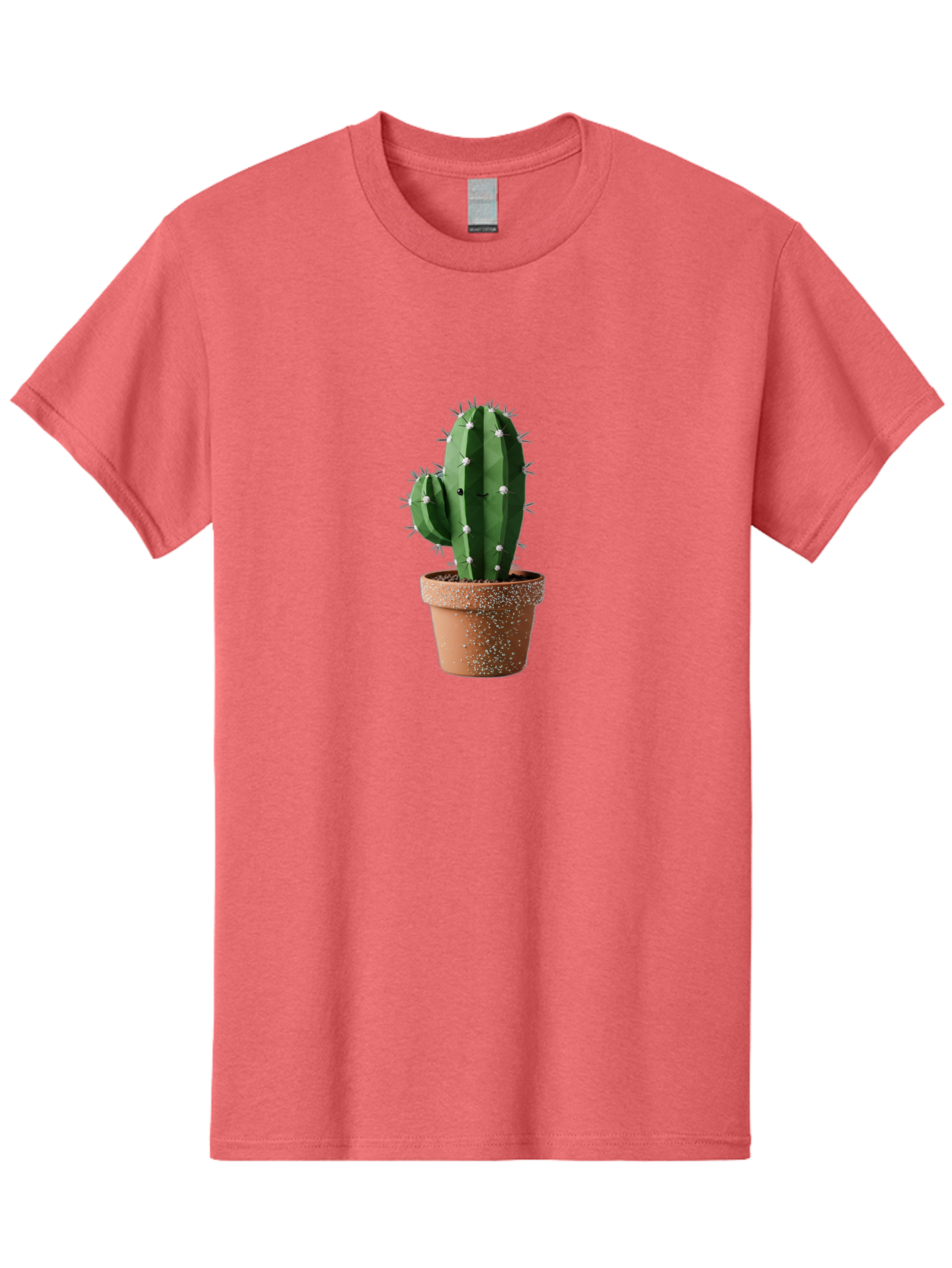Cactus Men'S Graphic Tee, 100% Cotton, Comfortable Casual Summer Wear, Machine Washable, Cactus Plant, Terracotta Pot, Prickly Pear Cactus, Desert Flora, Succulent Plants, Indoor Plants, Gardening, Pot With Speckles, Cactus With Sharp Spines Bac771