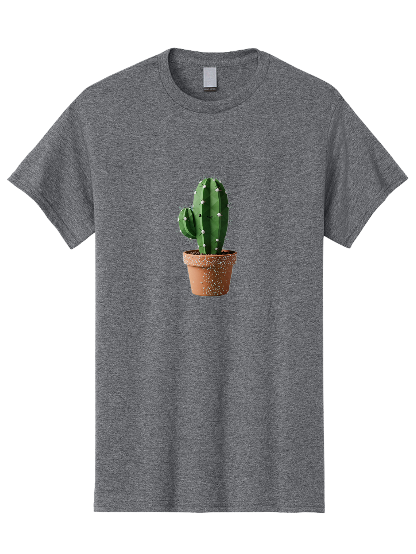 Cactus Men'S Graphic Tee, 100% Cotton, Comfortable Casual Summer Wear, Machine Washable, Cactus Plant, Terracotta Pot, Prickly Pear Cactus, Desert Flora, Succulent Plants, Indoor Plants, Gardening, Pot With Speckles, Cactus With Sharp Spines Bac771
