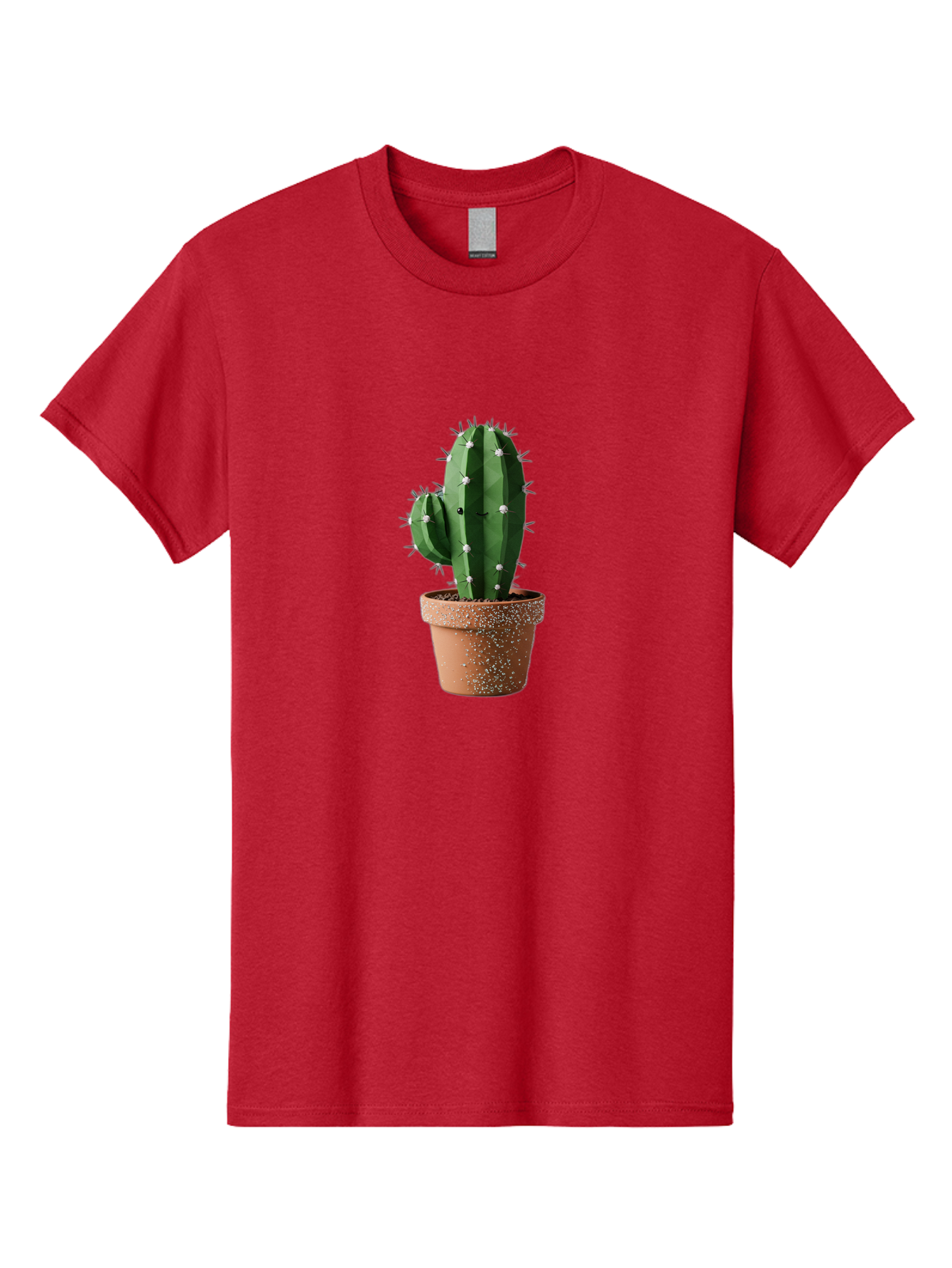 Cactus Men'S Graphic Tee, 100% Cotton, Comfortable Casual Summer Wear, Machine Washable, Cactus Plant, Terracotta Pot, Prickly Pear Cactus, Desert Flora, Succulent Plants, Indoor Plants, Gardening, Pot With Speckles, Cactus With Sharp Spines Bac771