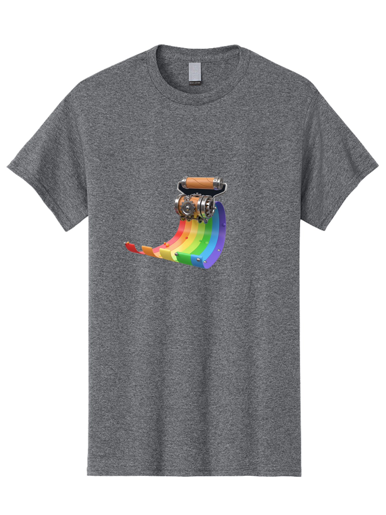 Camera-On-Strip Men'S Graphic Tee, 100% Cotton, Comfortable Casual Summer Wear, Machine Washable, Steampunk Machinery, Industrial Design, Rainbow-Colored Metal, 3D Rendering, Futuristic Technology, Retro-Futurism, Imaginative Concept, Bac772