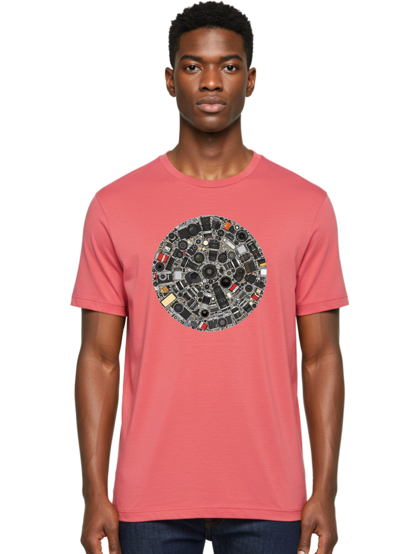 Camera-Parts-Mosaic Men'S Graphic Tee, 100% Cotton, Comfortable Casual Summer Wear, Machine Washable, Camera Parts, Lenses, Photography Equipment, Vintage Cameras, Camera Accessories, Photography Gear, Camera Lenses, Camera Collage, Bac773