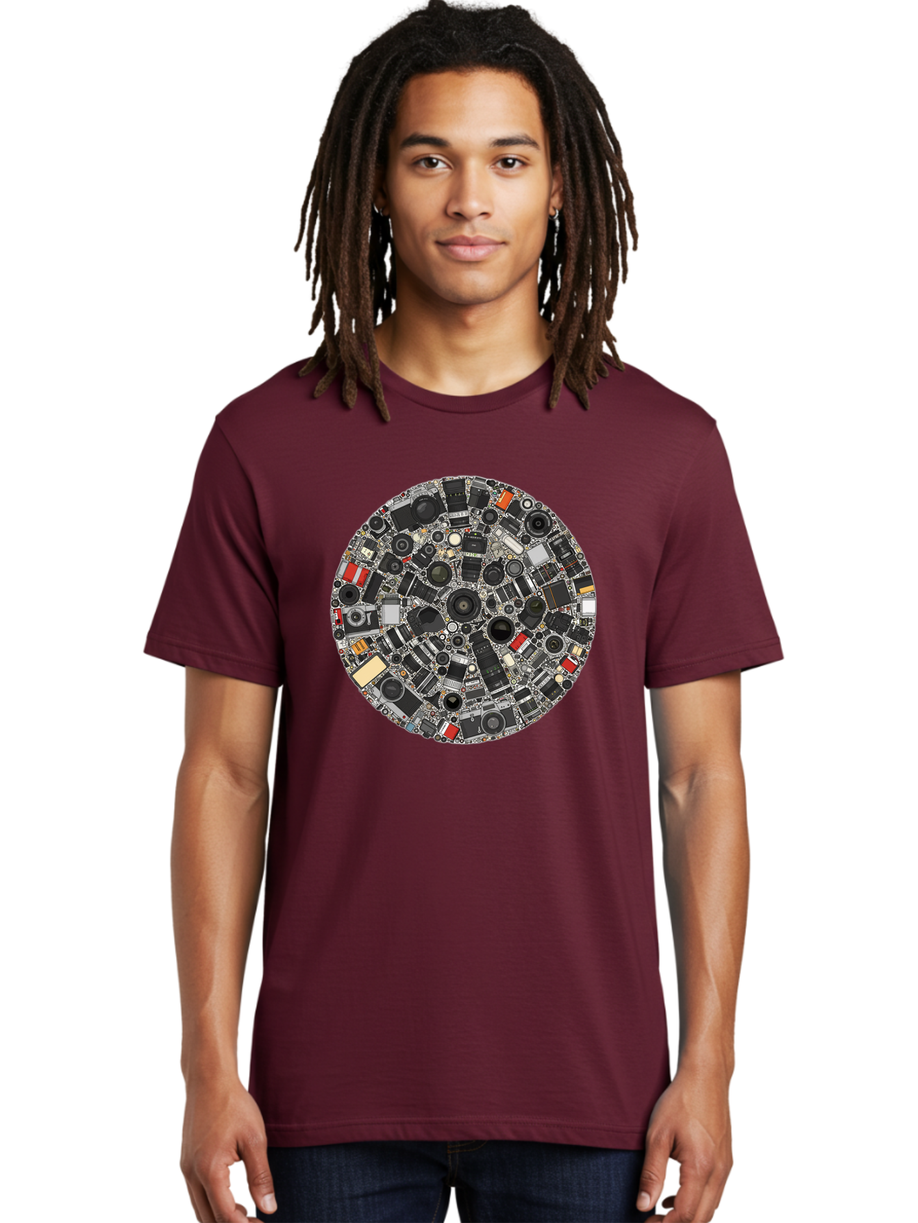 Camera-Parts-Mosaic Men'S Graphic Tee, 100% Cotton, Comfortable Casual Summer Wear, Machine Washable, Camera Parts, Lenses, Photography Equipment, Vintage Cameras, Camera Accessories, Photography Gear, Camera Lenses, Camera Collage, Bac773
