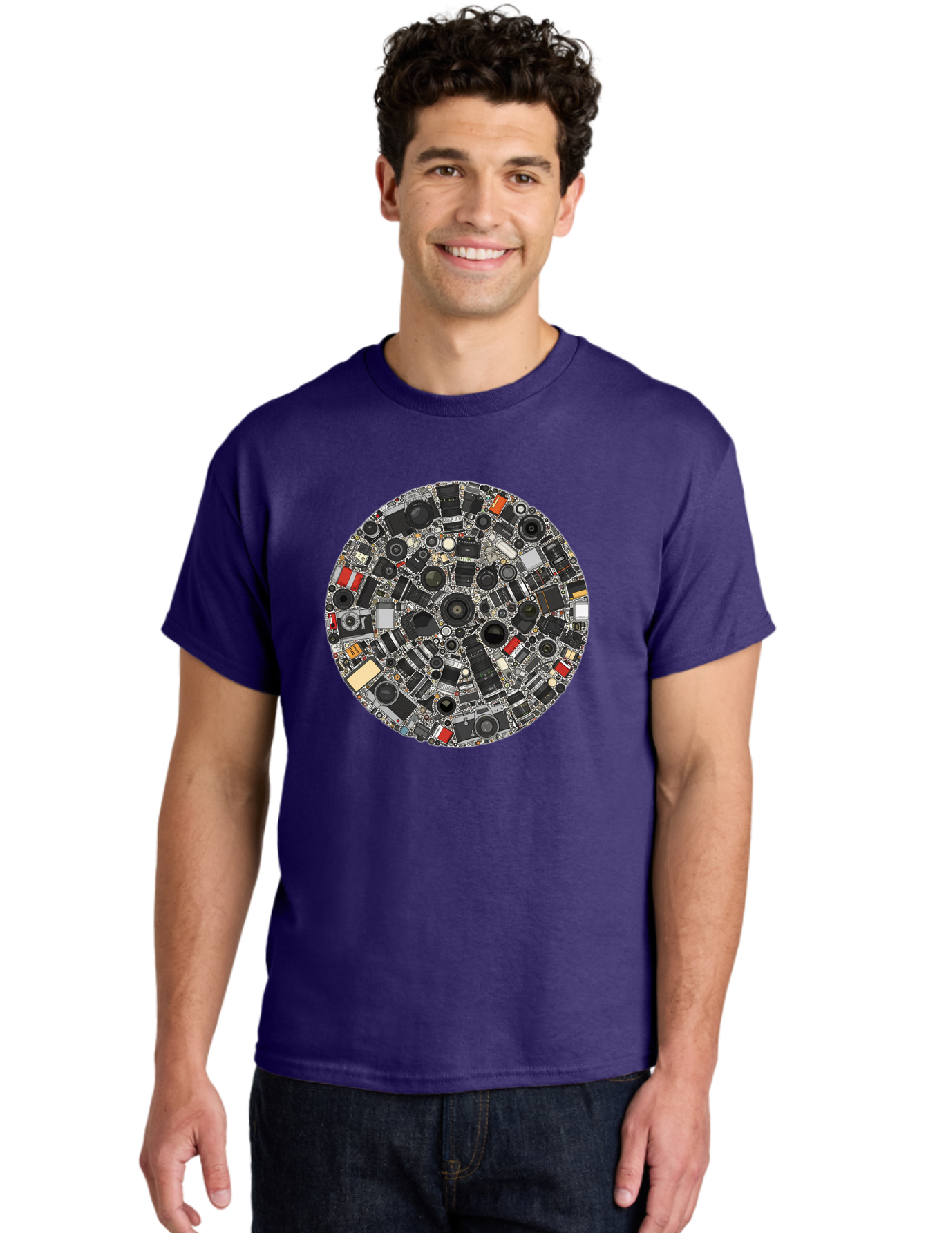 Camera-Parts-Mosaic Men'S Graphic Tee, 100% Cotton, Comfortable Casual Summer Wear, Machine Washable, Camera Parts, Lenses, Photography Equipment, Vintage Cameras, Camera Accessories, Photography Gear, Camera Lenses, Camera Collage, Bac773