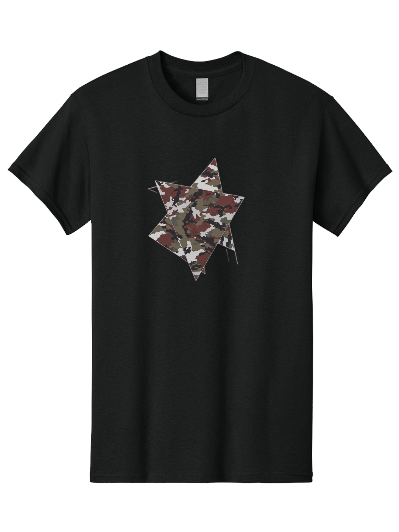 Camo-Star-Kite Men'S Graphic Tee, 100% Cotton, Comfortable Casual Summer Wear, Machine Washable, Camouflage Pattern, Star Shape, Abstract Design, Military Style, Digital Art, Modern Graphic, Camouflage Texture, Geometric Shape Bac774