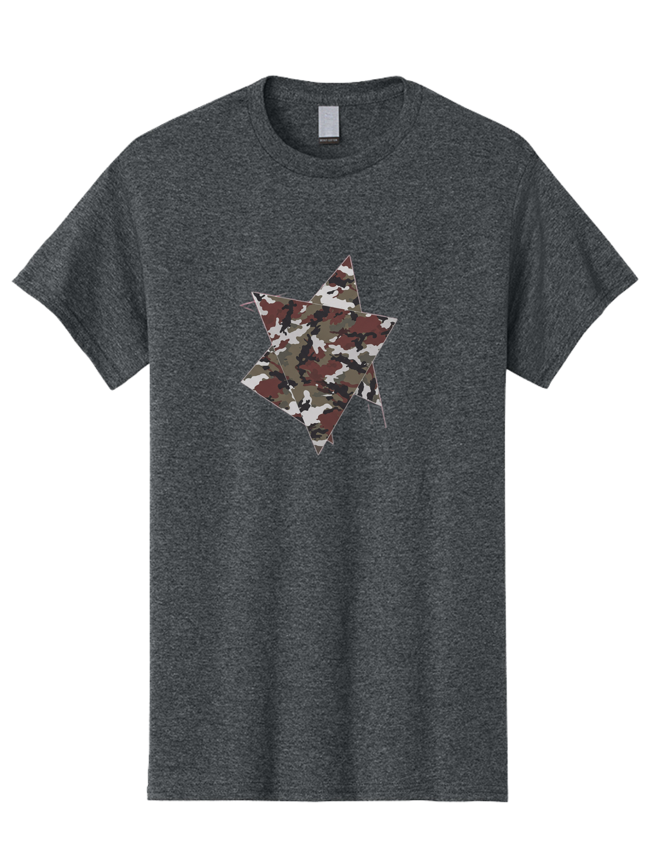 Camo-Star-Kite Men'S Graphic Tee, 100% Cotton, Comfortable Casual Summer Wear, Machine Washable, Camouflage Pattern, Star Shape, Abstract Design, Military Style, Digital Art, Modern Graphic, Camouflage Texture, Geometric Shape Bac774