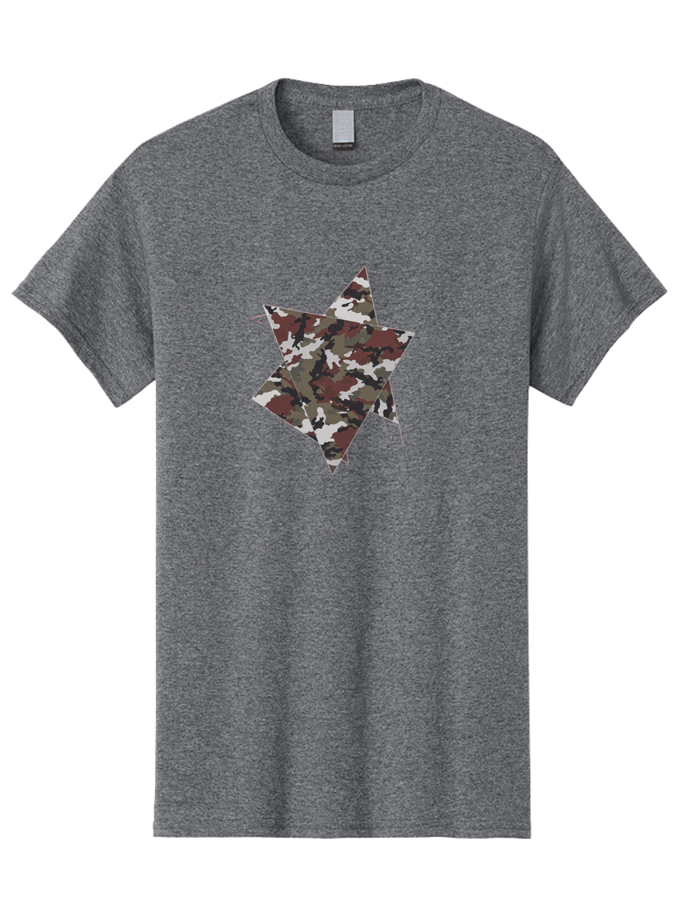 Camo-Star-Kite Men'S Graphic Tee, 100% Cotton, Comfortable Casual Summer Wear, Machine Washable, Camouflage Pattern, Star Shape, Abstract Design, Military Style, Digital Art, Modern Graphic, Camouflage Texture, Geometric Shape Bac774