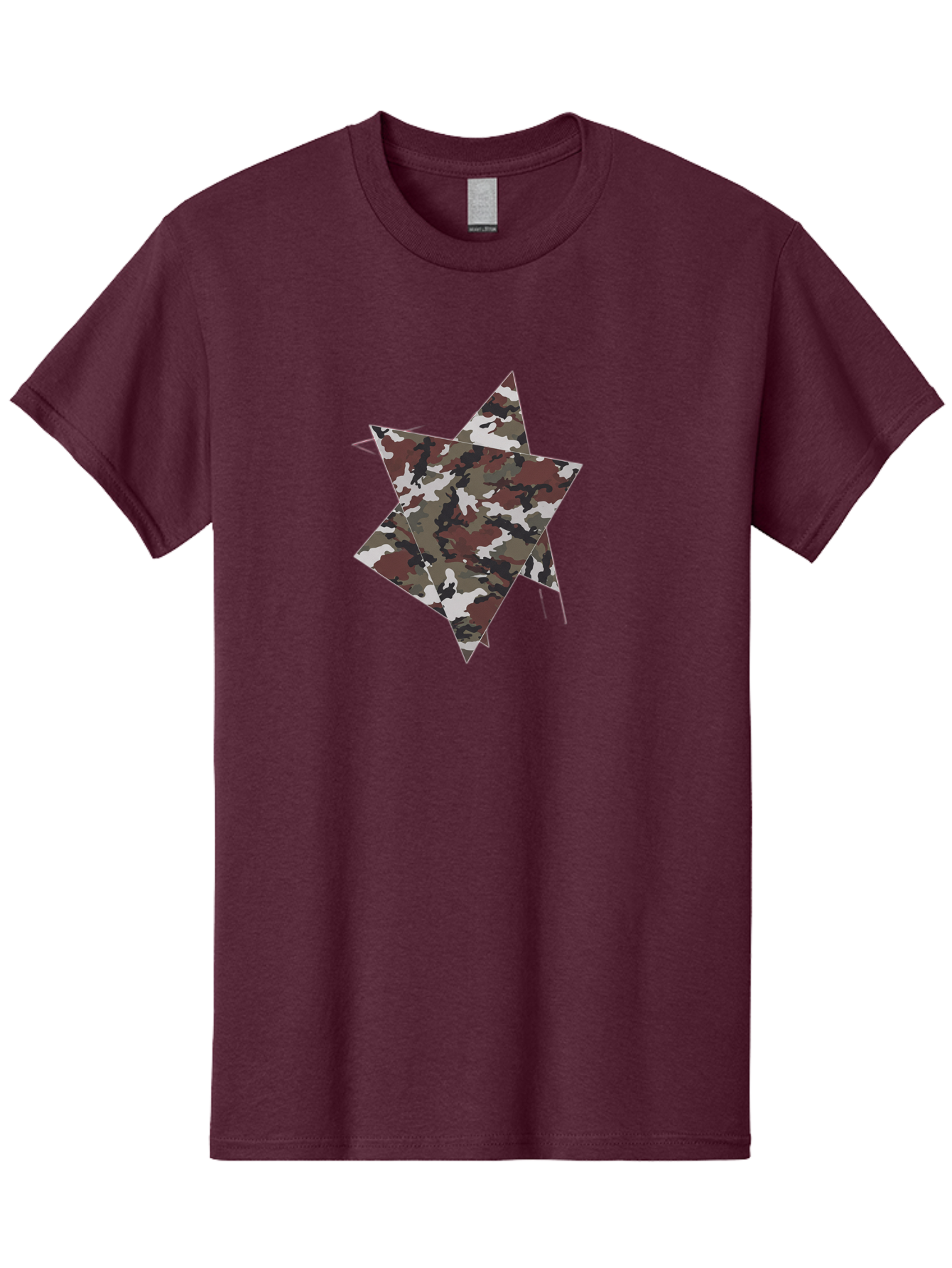 Camo-Star-Kite Men'S Graphic Tee, 100% Cotton, Comfortable Casual Summer Wear, Machine Washable, Camouflage Pattern, Star Shape, Abstract Design, Military Style, Digital Art, Modern Graphic, Camouflage Texture, Geometric Shape Bac774