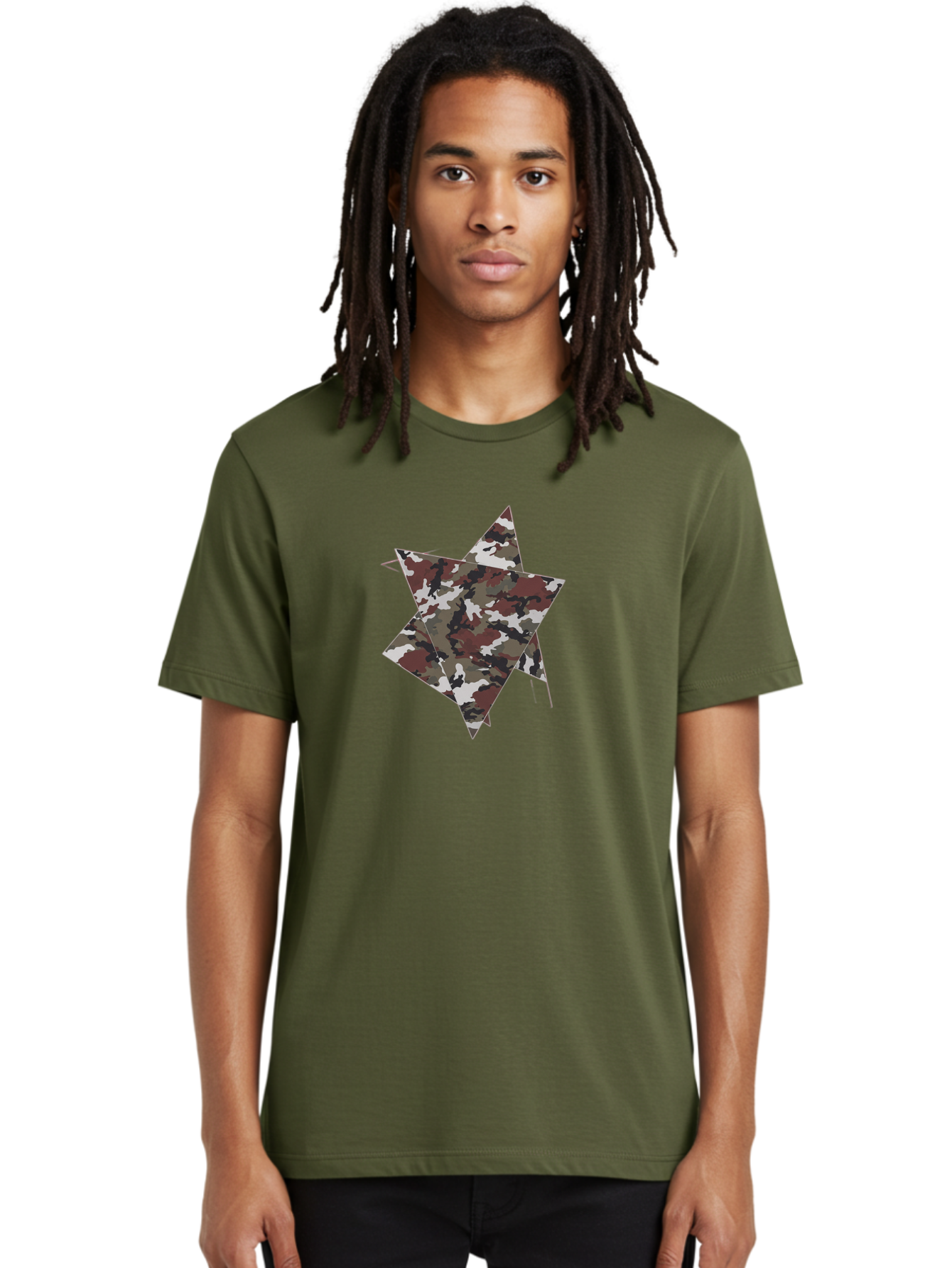 Camo-Star-Kite Men'S Graphic Tee, 100% Cotton, Comfortable Casual Summer Wear, Machine Washable, Camouflage Pattern, Star Shape, Abstract Design, Military Style, Digital Art, Modern Graphic, Camouflage Texture, Geometric Shape Bac774