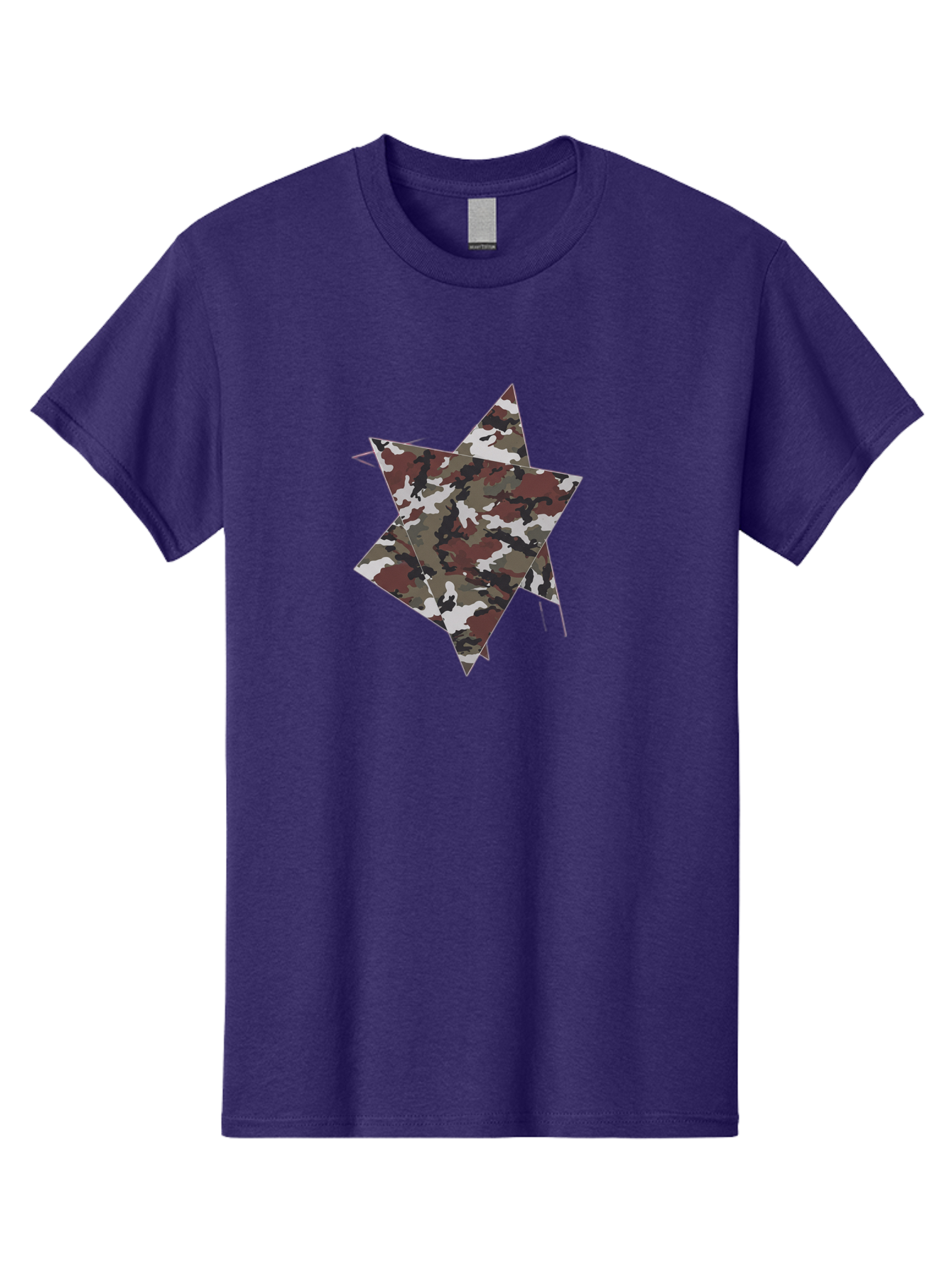 Camo-Star-Kite Men'S Graphic Tee, 100% Cotton, Comfortable Casual Summer Wear, Machine Washable, Camouflage Pattern, Star Shape, Abstract Design, Military Style, Digital Art, Modern Graphic, Camouflage Texture, Geometric Shape Bac774