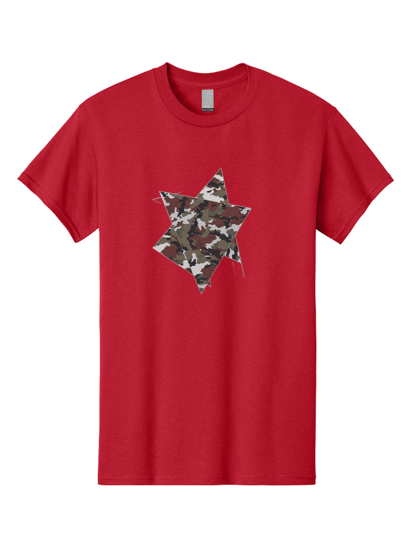 Camo-Star-Kite Men'S Graphic Tee, 100% Cotton, Comfortable Casual Summer Wear, Machine Washable, Camouflage Pattern, Star Shape, Abstract Design, Military Style, Digital Art, Modern Graphic, Camouflage Texture, Geometric Shape Bac774