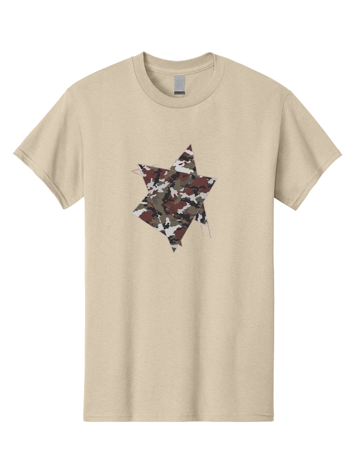 Camo-Star-Kite Men'S Graphic Tee, 100% Cotton, Comfortable Casual Summer Wear, Machine Washable, Camouflage Pattern, Star Shape, Abstract Design, Military Style, Digital Art, Modern Graphic, Camouflage Texture, Geometric Shape Bac774