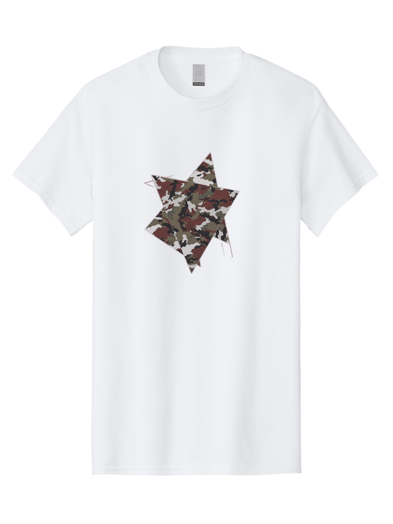 Camo-Star-Kite Men'S Graphic Tee, 100% Cotton, Comfortable Casual Summer Wear, Machine Washable, Camouflage Pattern, Star Shape, Abstract Design, Military Style, Digital Art, Modern Graphic, Camouflage Texture, Geometric Shape Bac774