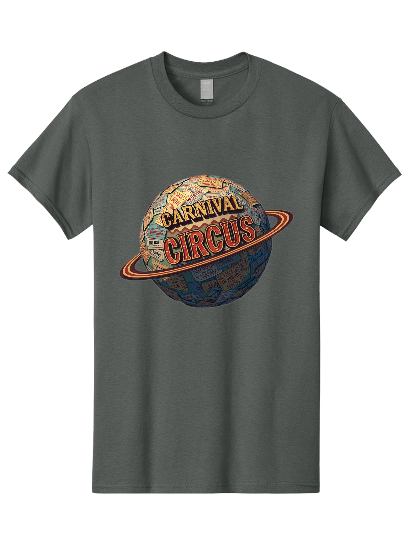 Carnival-Circus-1 Men'S Graphic Tee, 100% Cotton, Comfortable Casual Summer Wear, Machine Washable, Carnival Circus, Earth With Ring, Vintage Posters, Global Celebration, Festive Atmosphere, Entertainment, Travel, Adventure, Event Promotion Bac783