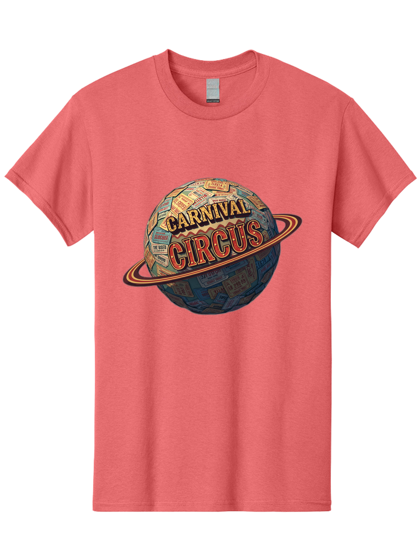 Carnival-Circus-1 Men'S Graphic Tee, 100% Cotton, Comfortable Casual Summer Wear, Machine Washable, Carnival Circus, Earth With Ring, Vintage Posters, Global Celebration, Festive Atmosphere, Entertainment, Travel, Adventure, Event Promotion Bac783