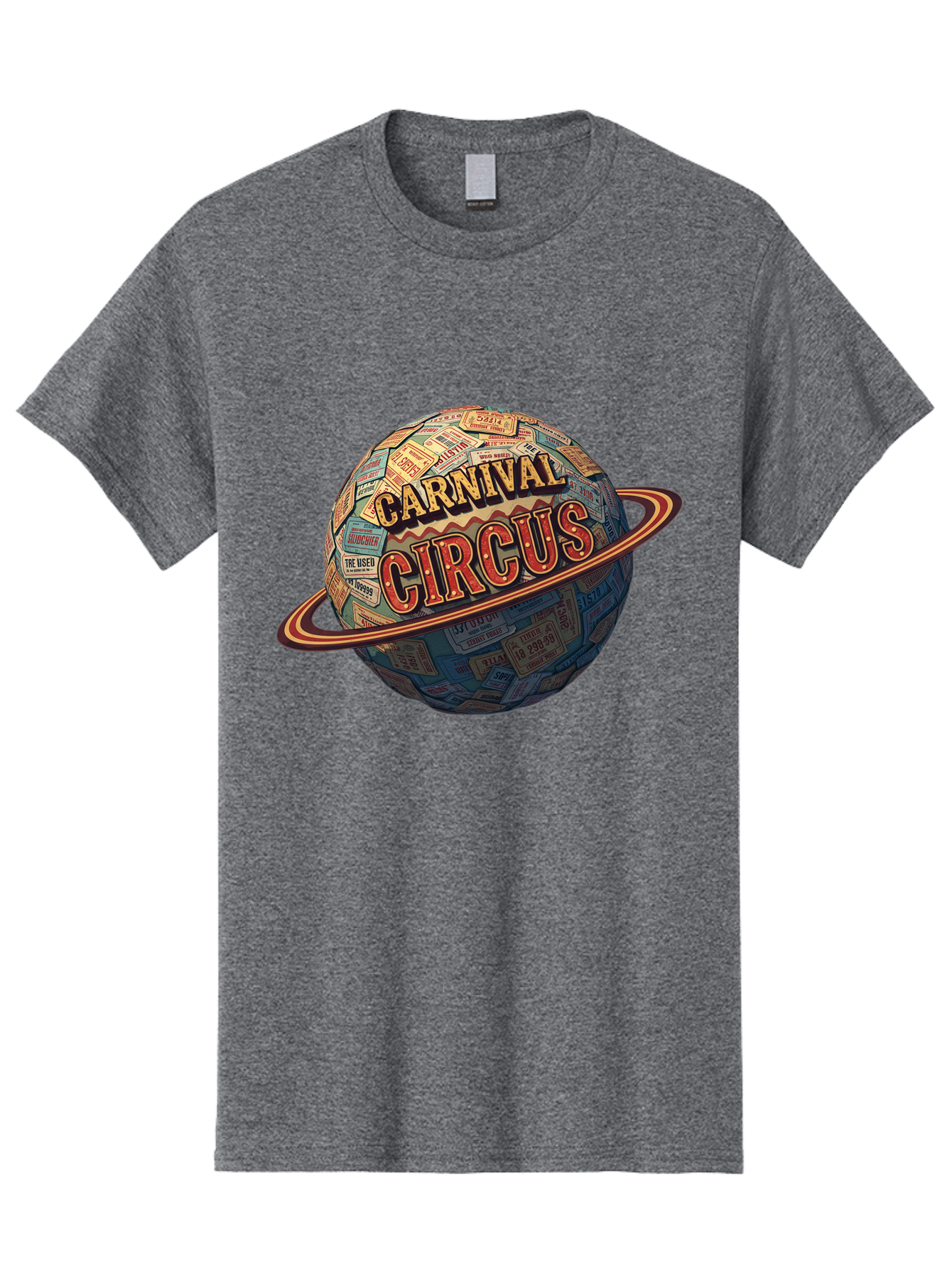 Carnival-Circus-1 Men'S Graphic Tee, 100% Cotton, Comfortable Casual Summer Wear, Machine Washable, Carnival Circus, Earth With Ring, Vintage Posters, Global Celebration, Festive Atmosphere, Entertainment, Travel, Adventure, Event Promotion Bac783