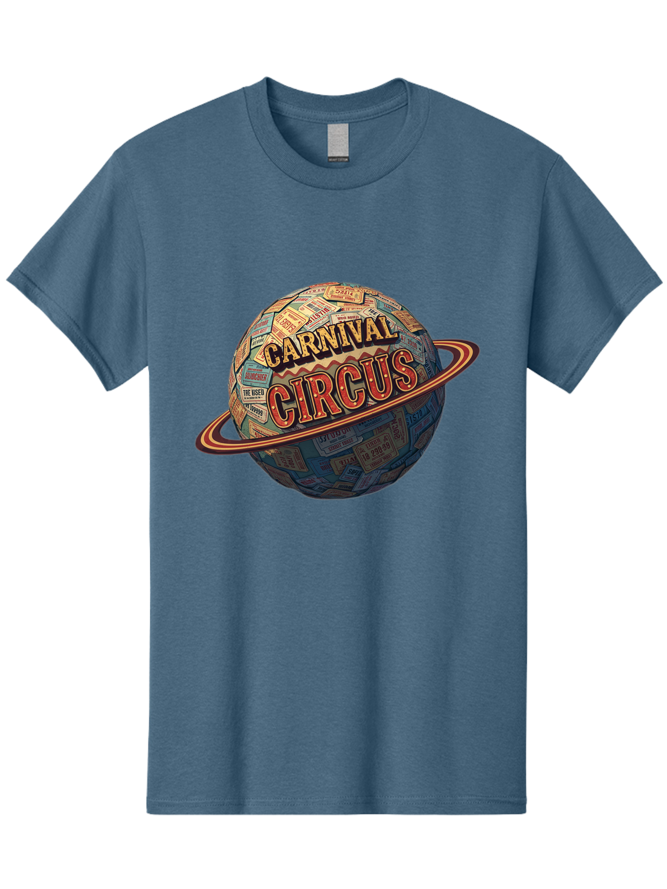 Carnival-Circus-1 Men'S Graphic Tee, 100% Cotton, Comfortable Casual Summer Wear, Machine Washable, Carnival Circus, Earth With Ring, Vintage Posters, Global Celebration, Festive Atmosphere, Entertainment, Travel, Adventure, Event Promotion Bac783