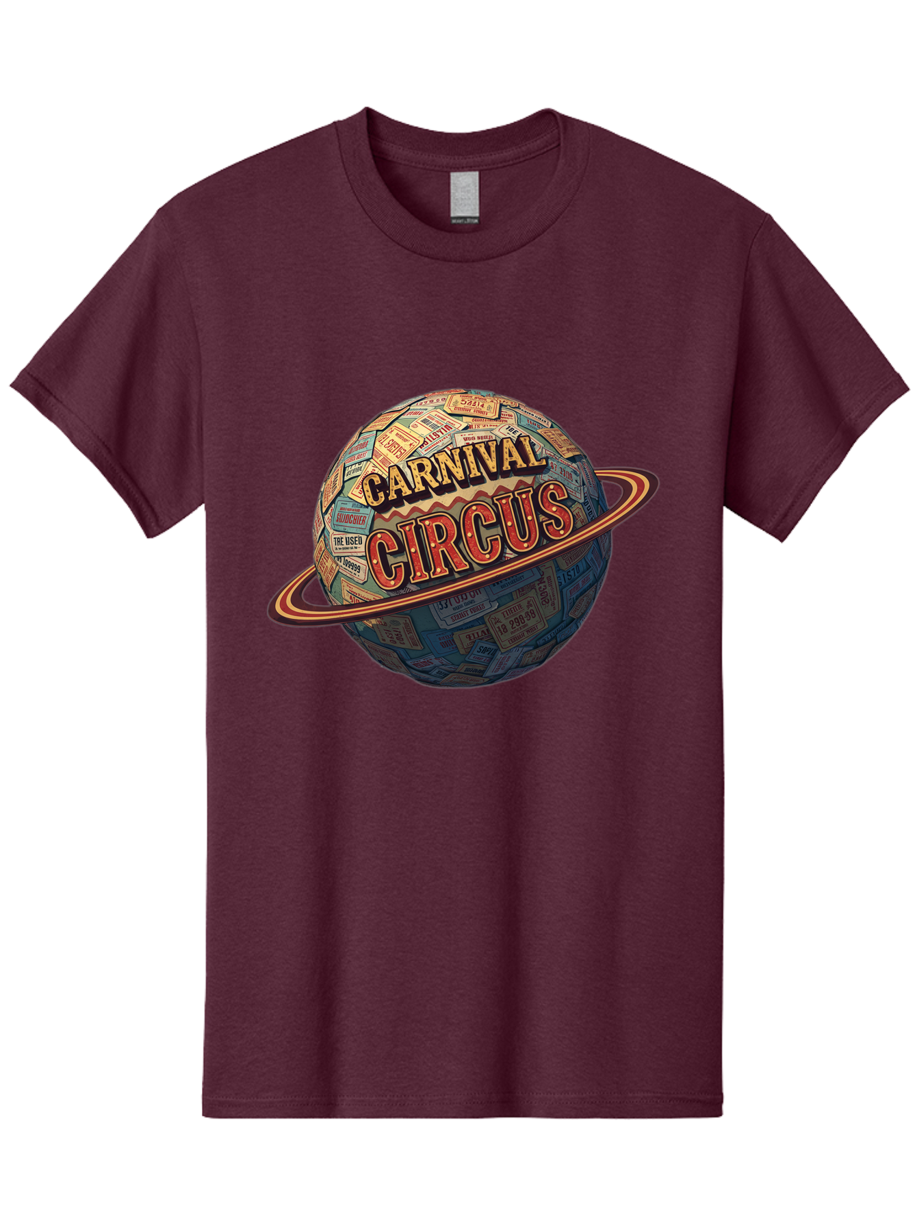 Carnival-Circus-1 Men'S Graphic Tee, 100% Cotton, Comfortable Casual Summer Wear, Machine Washable, Carnival Circus, Earth With Ring, Vintage Posters, Global Celebration, Festive Atmosphere, Entertainment, Travel, Adventure, Event Promotion Bac783