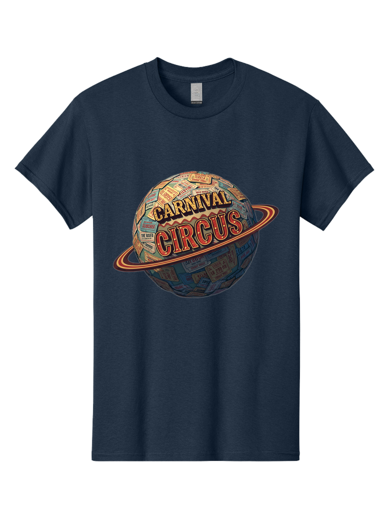 Carnival-Circus-1 Men'S Graphic Tee, 100% Cotton, Comfortable Casual Summer Wear, Machine Washable, Carnival Circus, Earth With Ring, Vintage Posters, Global Celebration, Festive Atmosphere, Entertainment, Travel, Adventure, Event Promotion Bac783