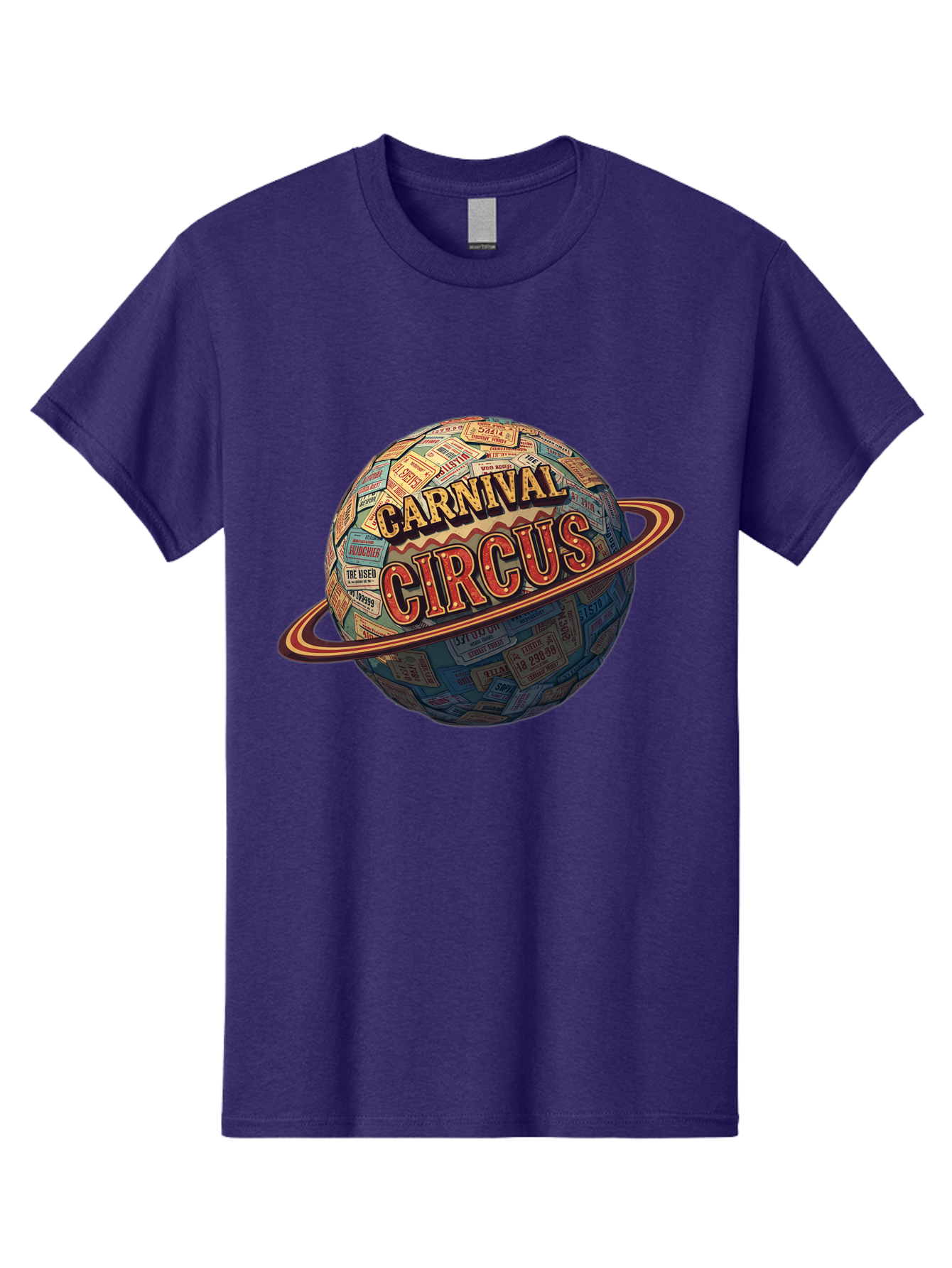 Carnival-Circus-1 Men'S Graphic Tee, 100% Cotton, Comfortable Casual Summer Wear, Machine Washable, Carnival Circus, Earth With Ring, Vintage Posters, Global Celebration, Festive Atmosphere, Entertainment, Travel, Adventure, Event Promotion Bac783