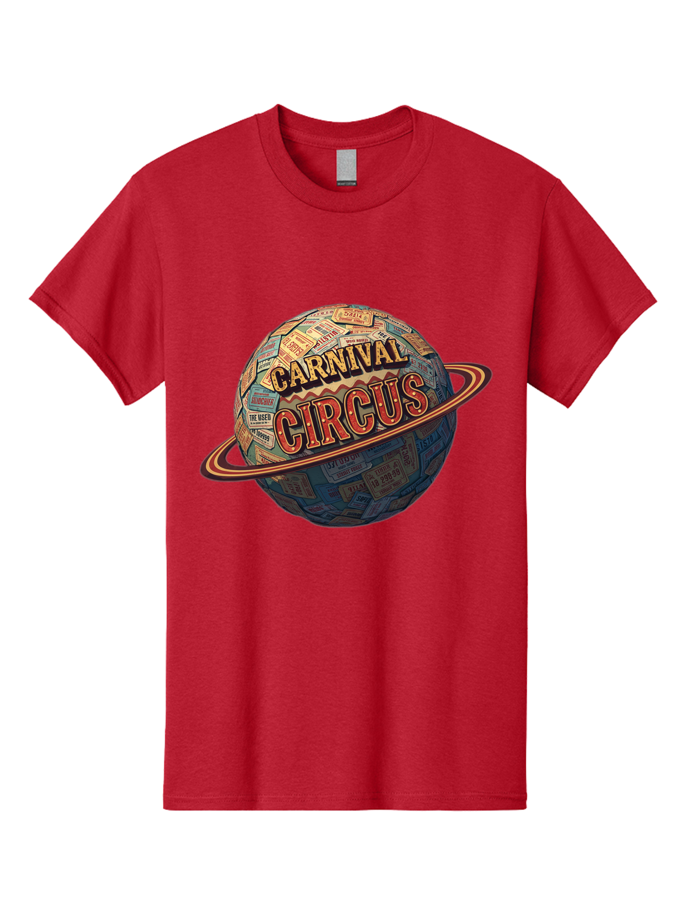 Carnival-Circus-1 Men'S Graphic Tee, 100% Cotton, Comfortable Casual Summer Wear, Machine Washable, Carnival Circus, Earth With Ring, Vintage Posters, Global Celebration, Festive Atmosphere, Entertainment, Travel, Adventure, Event Promotion Bac783