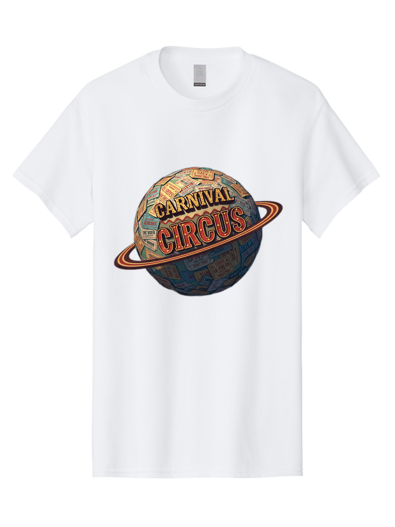 Carnival-Circus-1 Men'S Graphic Tee, 100% Cotton, Comfortable Casual Summer Wear, Machine Washable, Carnival Circus, Earth With Ring, Vintage Posters, Global Celebration, Festive Atmosphere, Entertainment, Travel, Adventure, Event Promotion Bac783