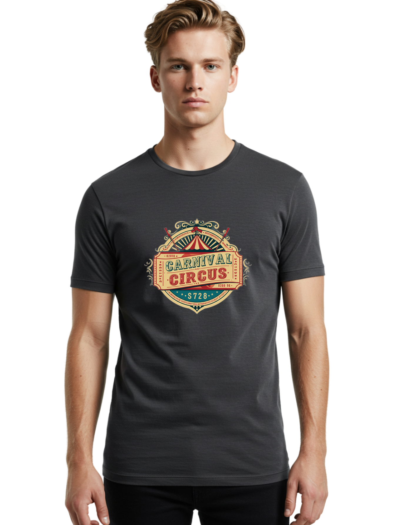 Carnival-Circus Men'S Graphic Tee, 100% Cotton, Comfortable Casual Summer Wear, Machine Washable, Vintage Carnival, Circus Ticket, Carnival Circus, Retro Style, Vintage Theme, Carnival Graphics, Circus Arts, Carnival Design, Bac784