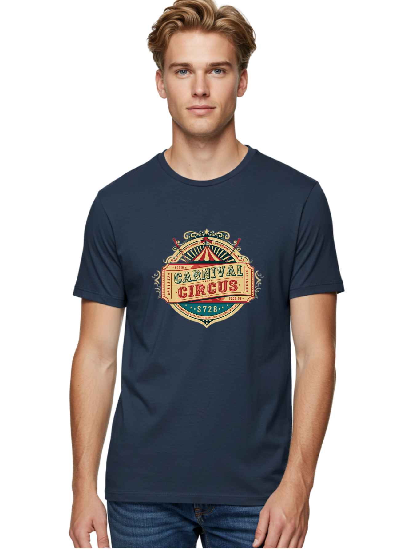Carnival-Circus Men'S Graphic Tee, 100% Cotton, Comfortable Casual Summer Wear, Machine Washable, Vintage Carnival, Circus Ticket, Carnival Circus, Retro Style, Vintage Theme, Carnival Graphics, Circus Arts, Carnival Design, Bac784