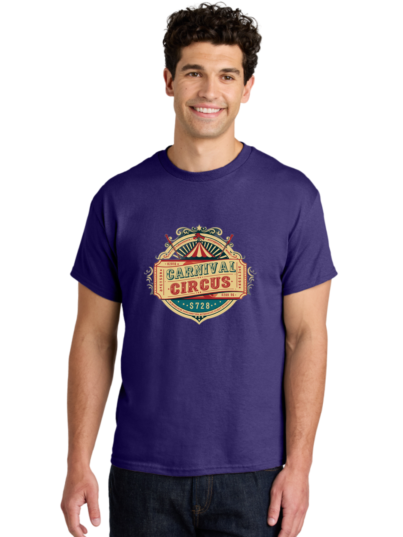 Carnival-Circus Men'S Graphic Tee, 100% Cotton, Comfortable Casual Summer Wear, Machine Washable, Vintage Carnival, Circus Ticket, Carnival Circus, Retro Style, Vintage Theme, Carnival Graphics, Circus Arts, Carnival Design, Bac784
