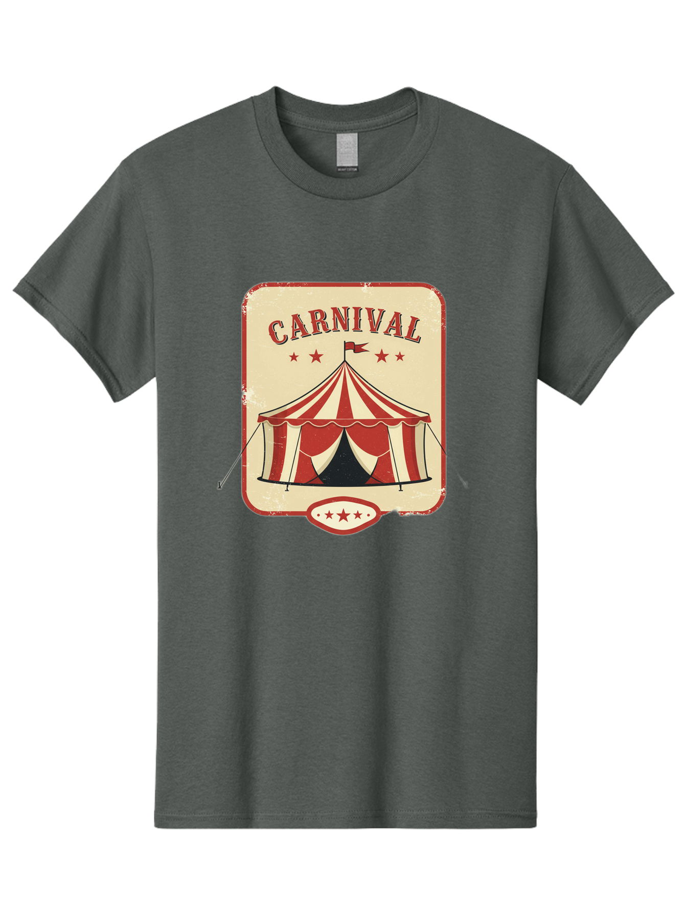 Carnival Men'S Graphic Tee, 100% Cotton, Comfortable Casual Summer Wear, Machine Washable, Red And White Striped Tent, Carnival Theme, Vintage Style, Retro Design, Entertainment, Circus Atmosphere, Classic Tent, Funfair Bac785