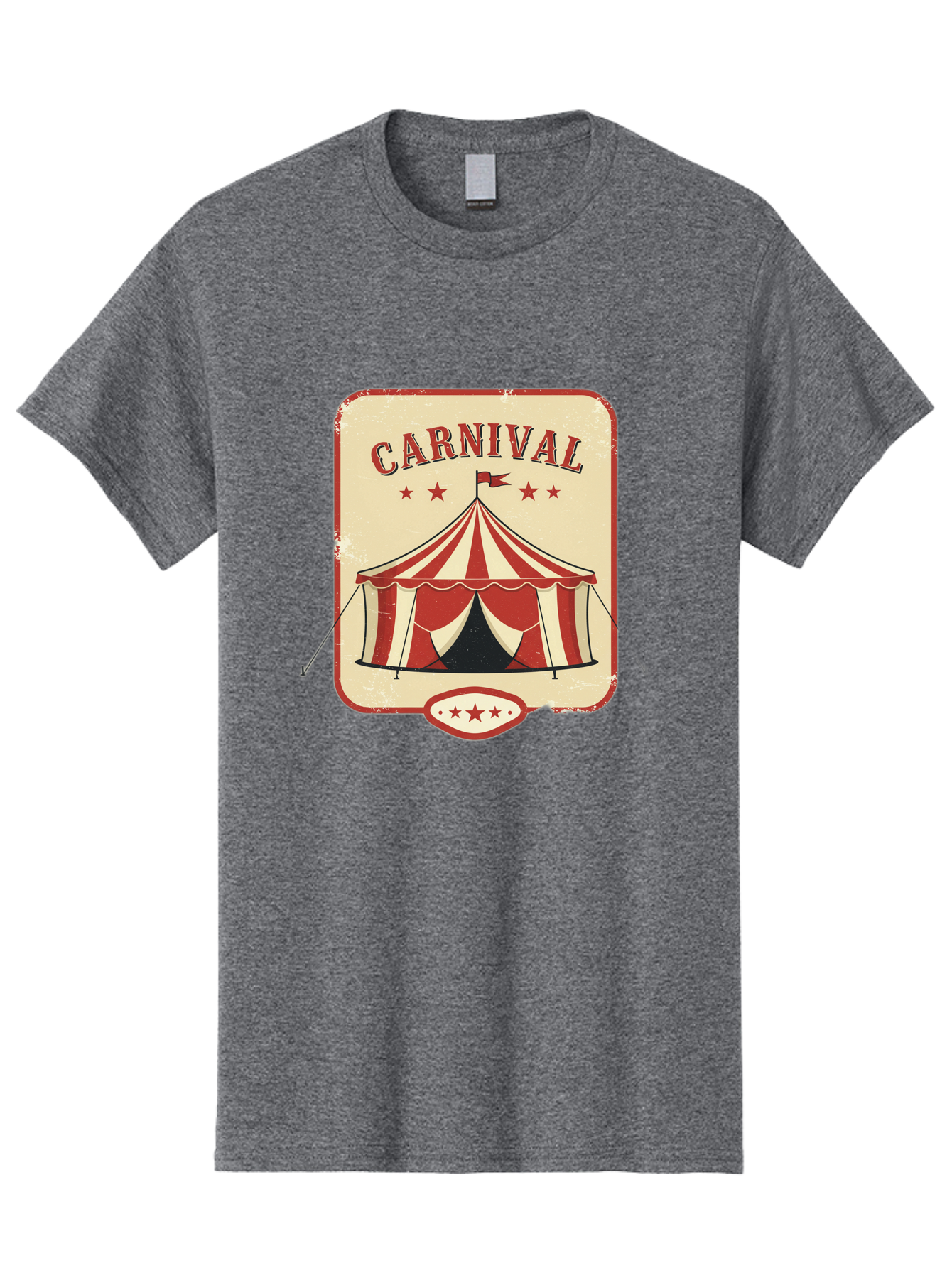 Carnival Men'S Graphic Tee, 100% Cotton, Comfortable Casual Summer Wear, Machine Washable, Red And White Striped Tent, Carnival Theme, Vintage Style, Retro Design, Entertainment, Circus Atmosphere, Classic Tent, Funfair Bac785