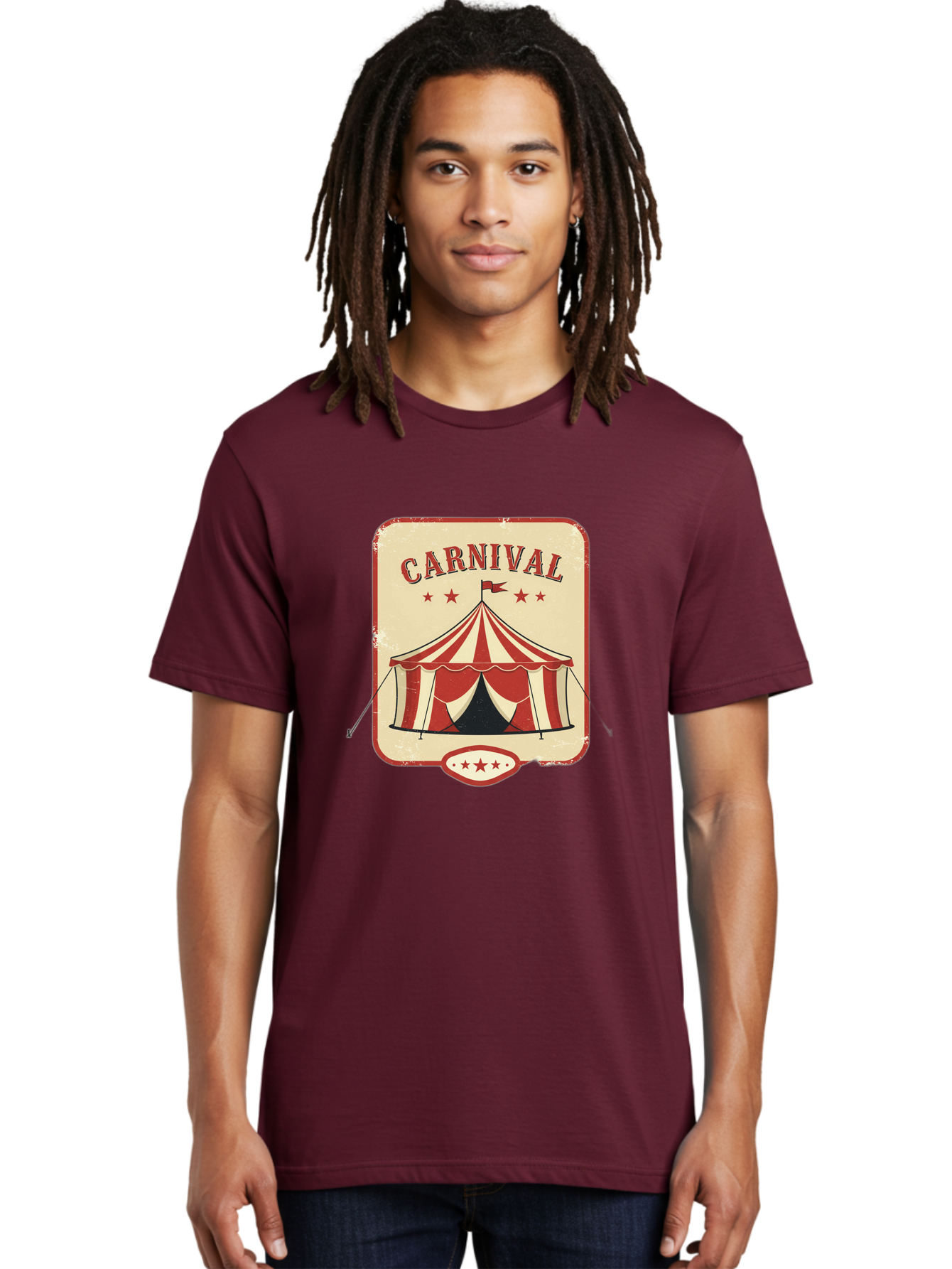 Carnival Men'S Graphic Tee, 100% Cotton, Comfortable Casual Summer Wear, Machine Washable, Red And White Striped Tent, Carnival Theme, Vintage Style, Retro Design, Entertainment, Circus Atmosphere, Classic Tent, Funfair Bac785