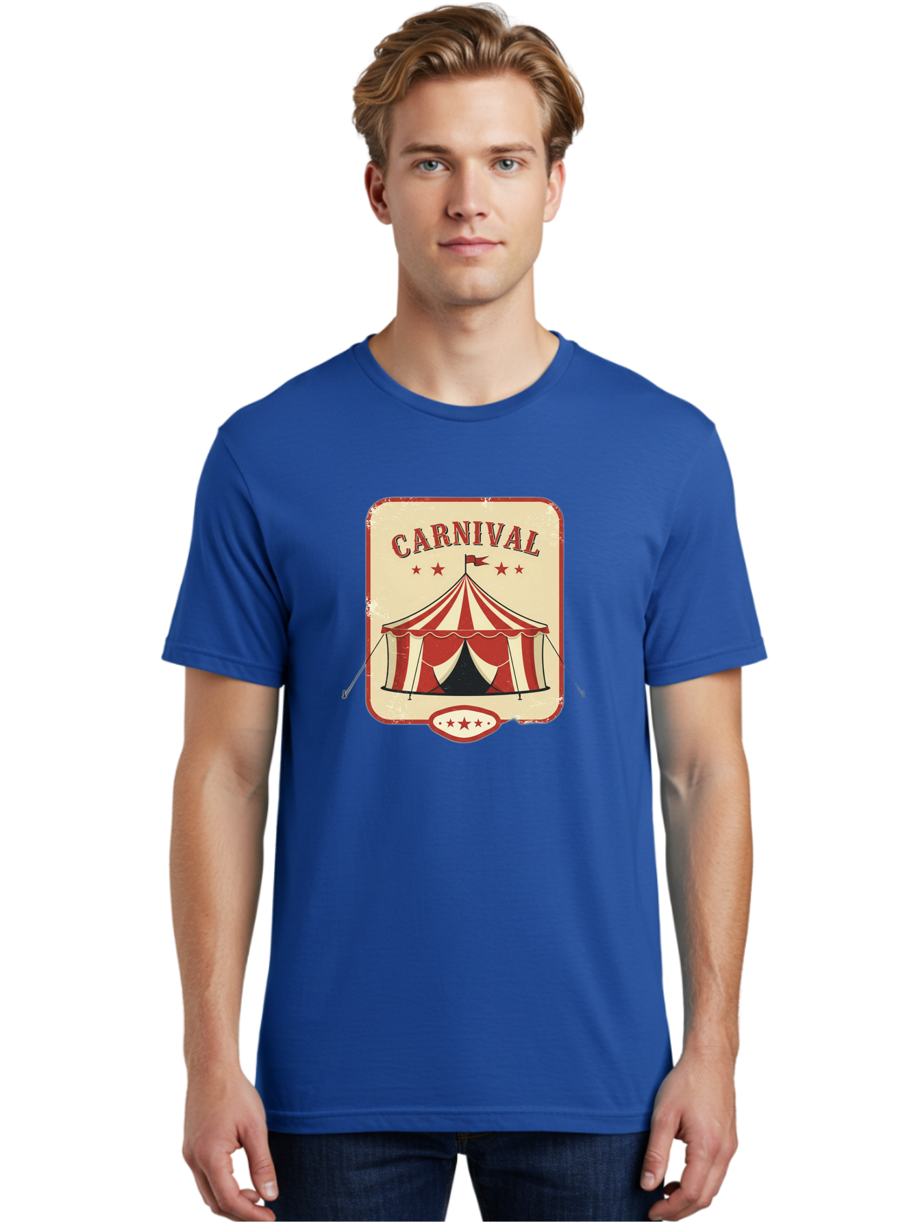 Carnival Men'S Graphic Tee, 100% Cotton, Comfortable Casual Summer Wear, Machine Washable, Red And White Striped Tent, Carnival Theme, Vintage Style, Retro Design, Entertainment, Circus Atmosphere, Classic Tent, Funfair Bac785