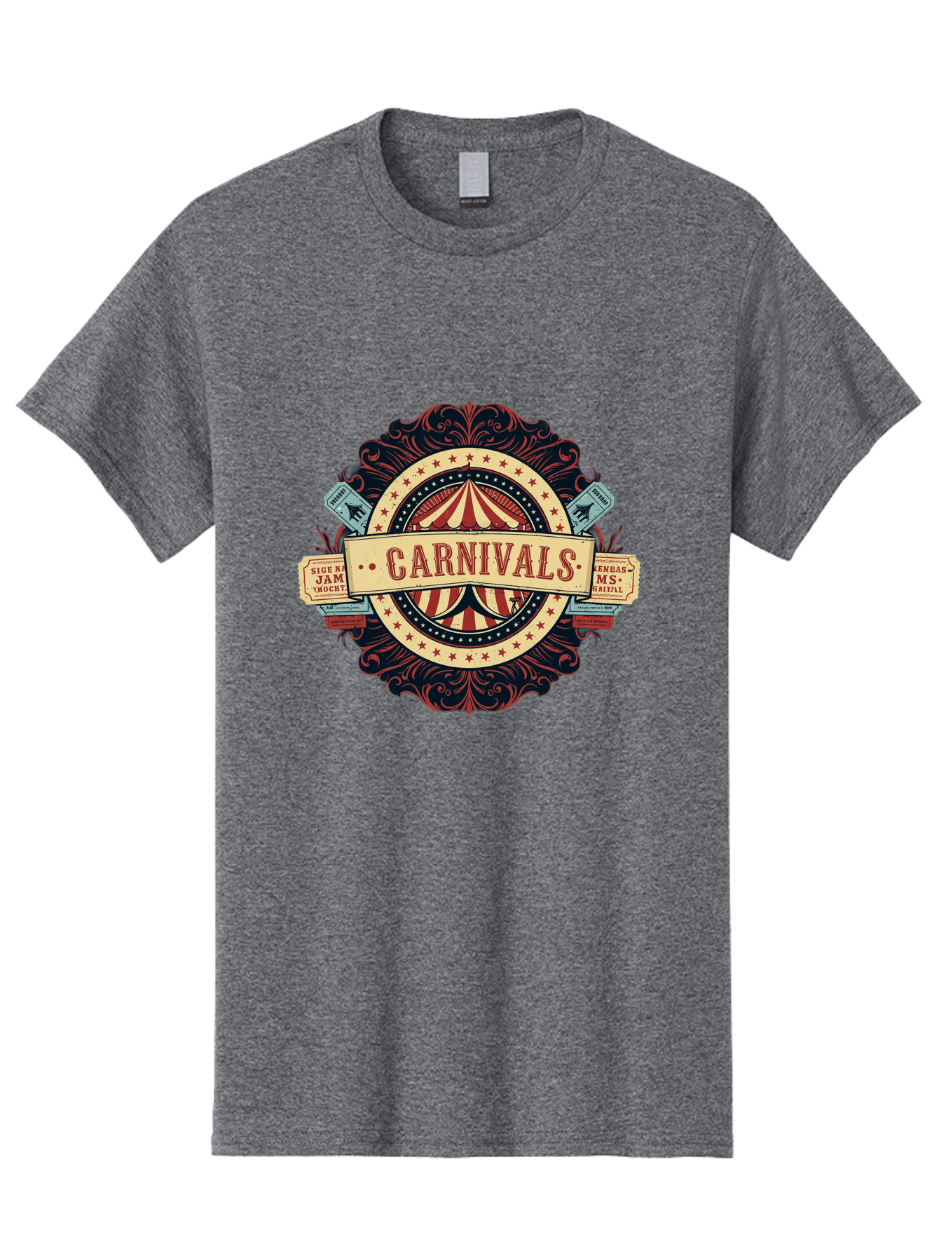 Carnivals Men'S Graphic Tee, 100% Cotton, Comfortable Casual Summer Wear, Machine Washable, Vintage Carnival Logo, Circus Tent, Red And White Stripes, Ornate Design, Classic Carnival Theme, Ms Digital, Sure 'N' Jam, Retro Aesthetic, Bac786