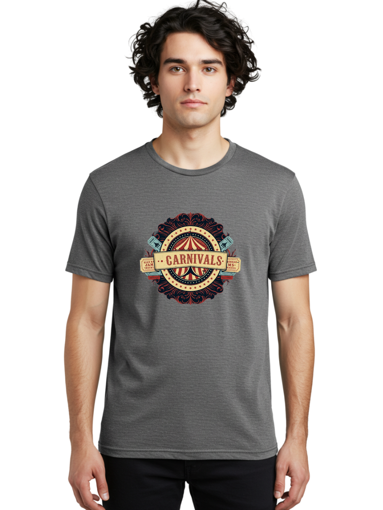 Carnivals Men'S Graphic Tee, 100% Cotton, Comfortable Casual Summer Wear, Machine Washable, Vintage Carnival Logo, Circus Tent, Red And White Stripes, Ornate Design, Classic Carnival Theme, Ms Digital, Sure 'N' Jam, Retro Aesthetic, Bac786