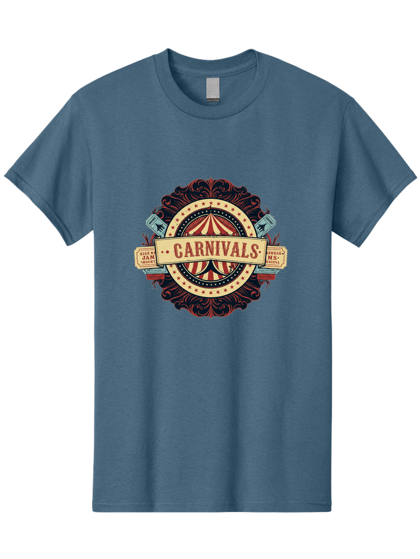 Carnivals Men'S Graphic Tee, 100% Cotton, Comfortable Casual Summer Wear, Machine Washable, Vintage Carnival Logo, Circus Tent, Red And White Stripes, Ornate Design, Classic Carnival Theme, Ms Digital, Sure 'N' Jam, Retro Aesthetic, Bac786