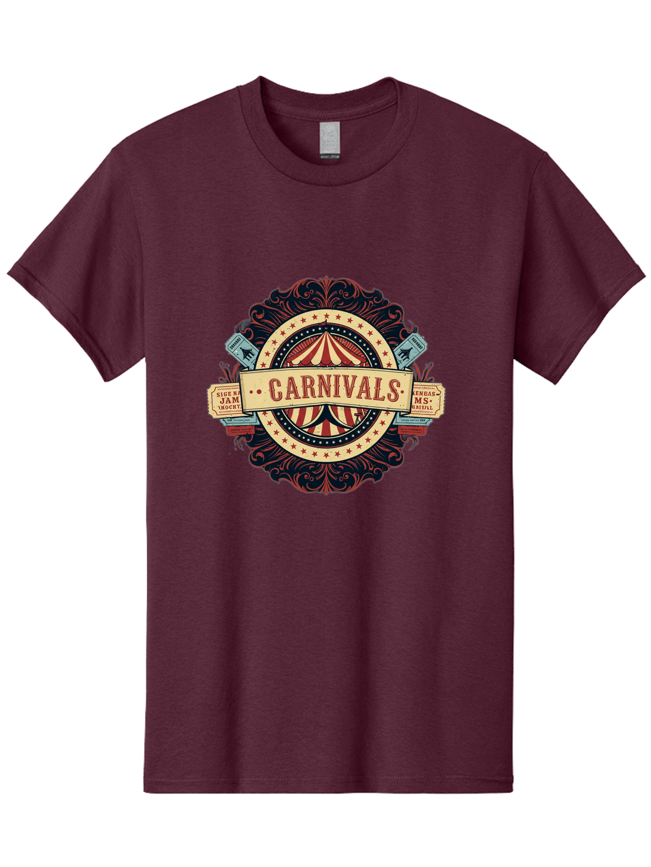 Carnivals Men'S Graphic Tee, 100% Cotton, Comfortable Casual Summer Wear, Machine Washable, Vintage Carnival Logo, Circus Tent, Red And White Stripes, Ornate Design, Classic Carnival Theme, Ms Digital, Sure 'N' Jam, Retro Aesthetic, Bac786