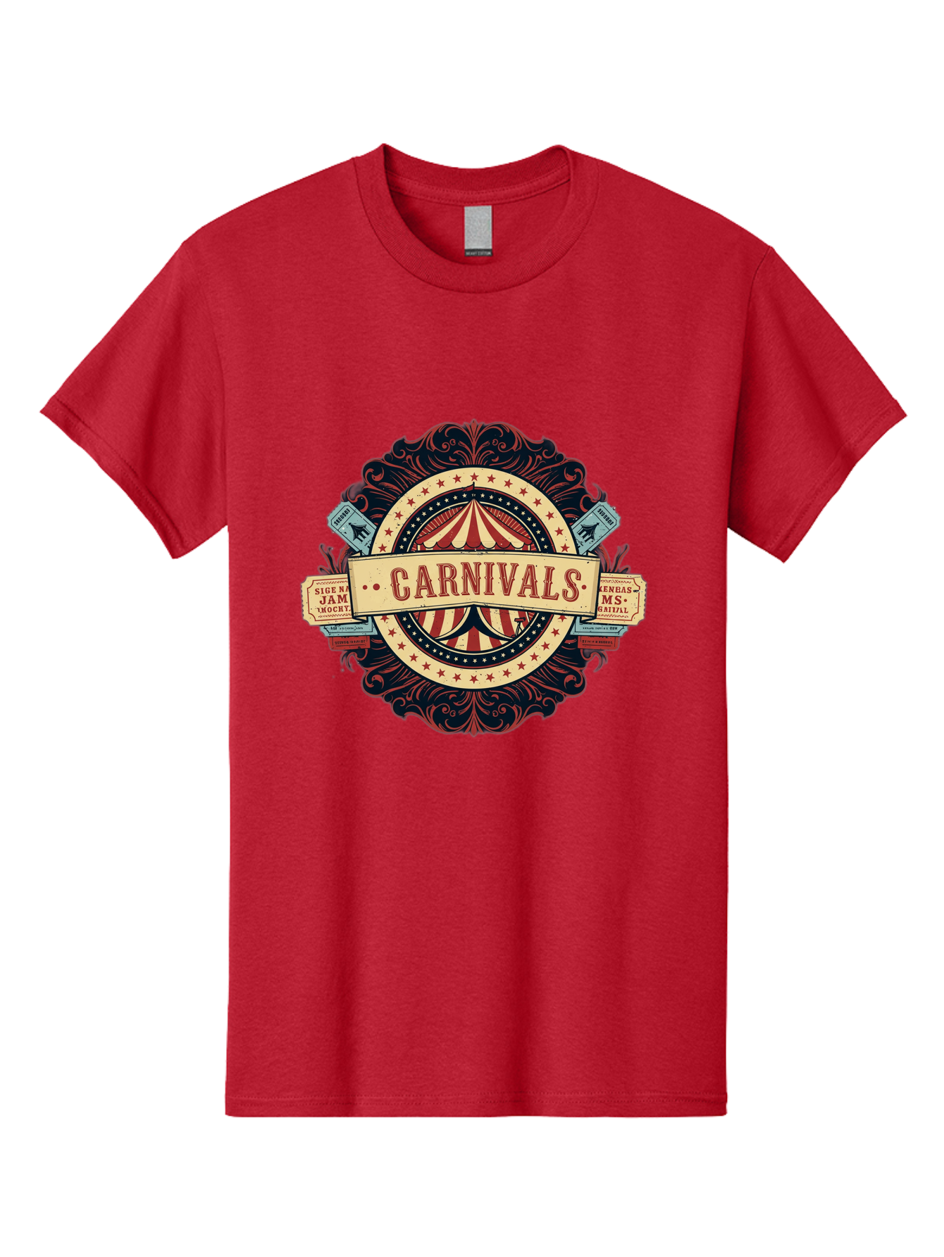 Carnivals Men'S Graphic Tee, 100% Cotton, Comfortable Casual Summer Wear, Machine Washable, Vintage Carnival Logo, Circus Tent, Red And White Stripes, Ornate Design, Classic Carnival Theme, Ms Digital, Sure 'N' Jam, Retro Aesthetic, Bac786