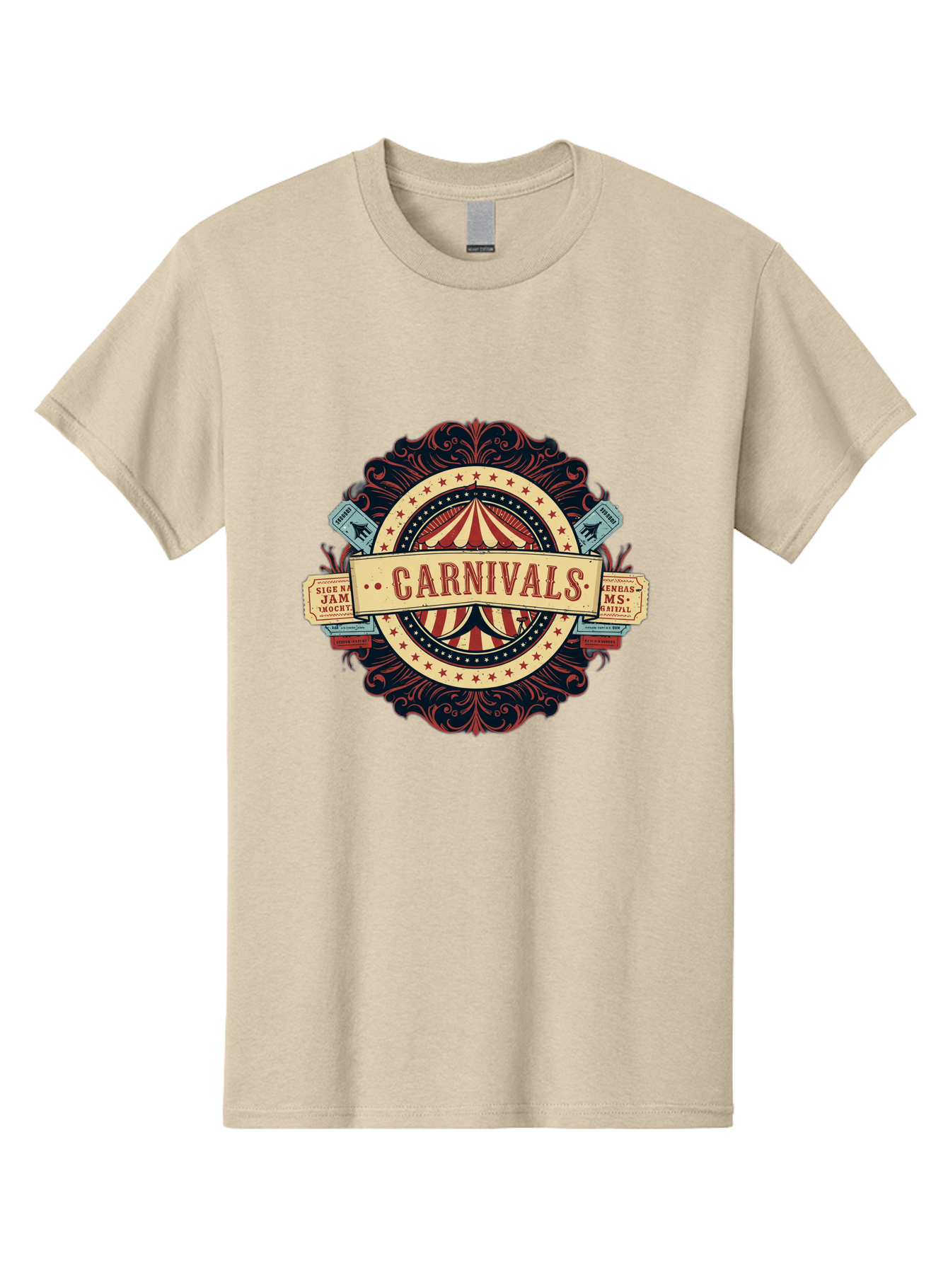 Carnivals Men'S Graphic Tee, 100% Cotton, Comfortable Casual Summer Wear, Machine Washable, Vintage Carnival Logo, Circus Tent, Red And White Stripes, Ornate Design, Classic Carnival Theme, Ms Digital, Sure 'N' Jam, Retro Aesthetic, Bac786