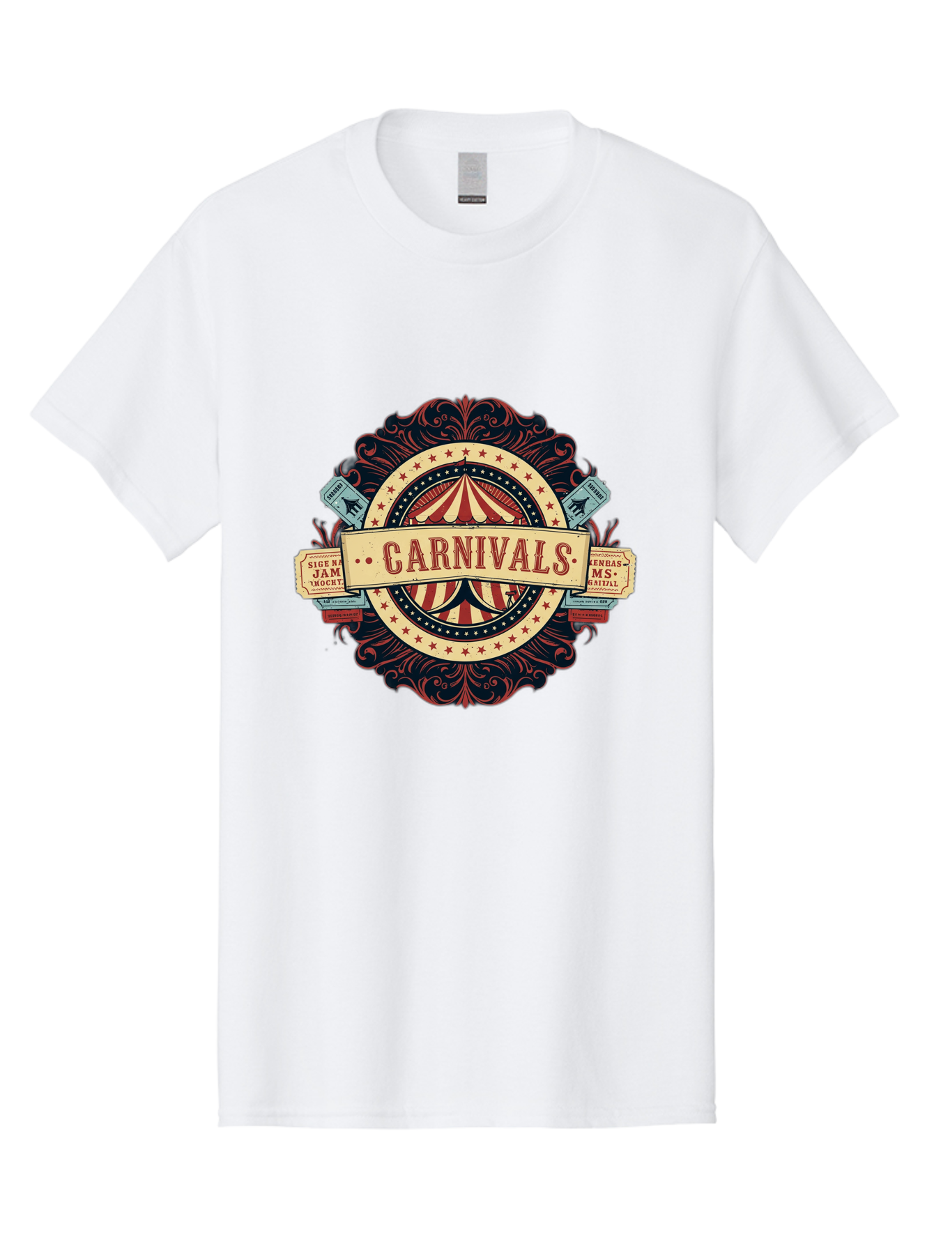 Carnivals Men'S Graphic Tee, 100% Cotton, Comfortable Casual Summer Wear, Machine Washable, Vintage Carnival Logo, Circus Tent, Red And White Stripes, Ornate Design, Classic Carnival Theme, Ms Digital, Sure 'N' Jam, Retro Aesthetic, Bac786