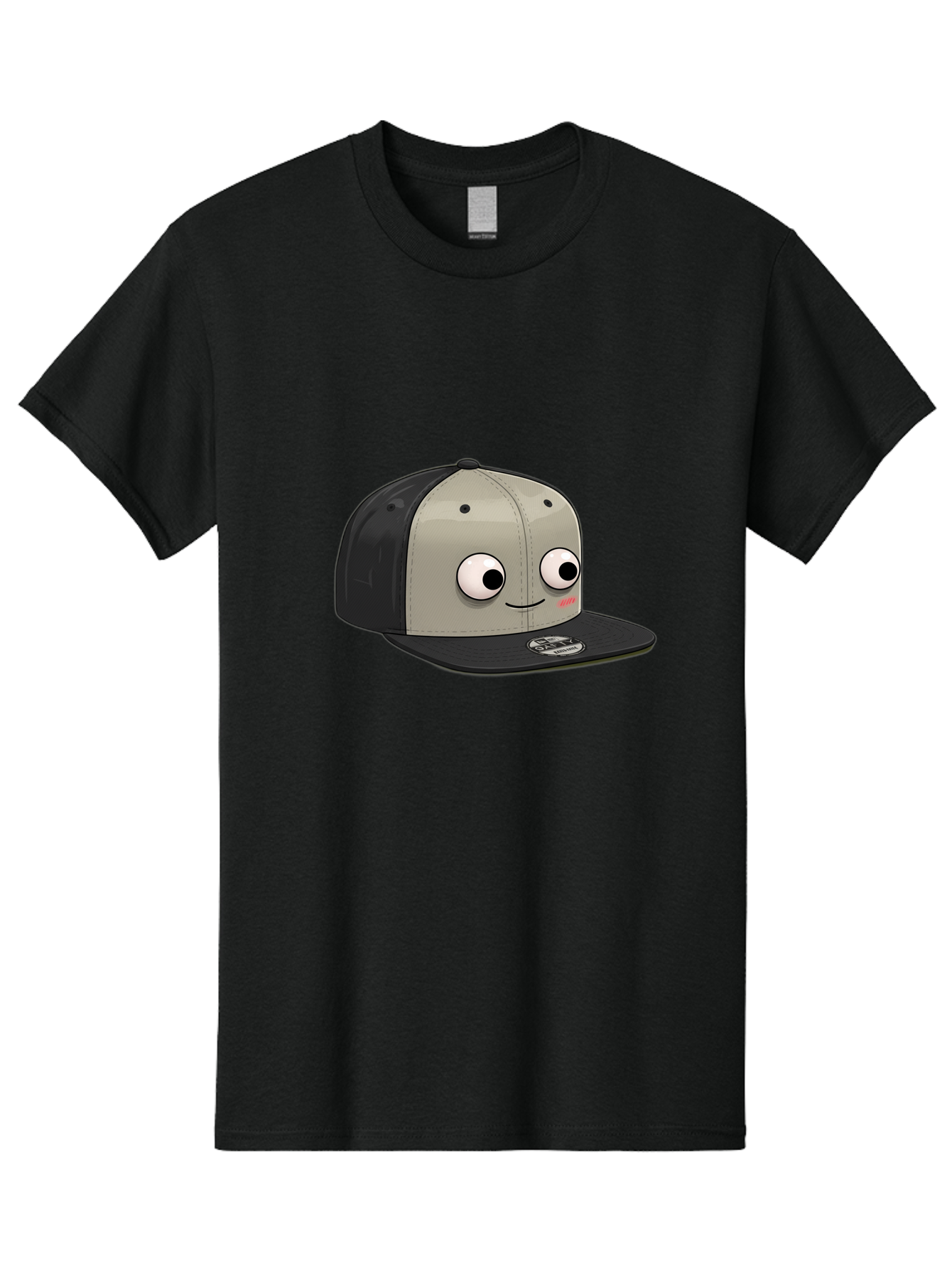 Cartoon-Baseball-Cap Men'S Graphic Tee, 100% Cotton, Comfortable Casual Summer Wear, Machine Washable, Funny Cartoon Baseball Cap, Cartoon Character Design, Smiling Face, Animated Hat, Digital Illustration, Playful Accessory, Bac787