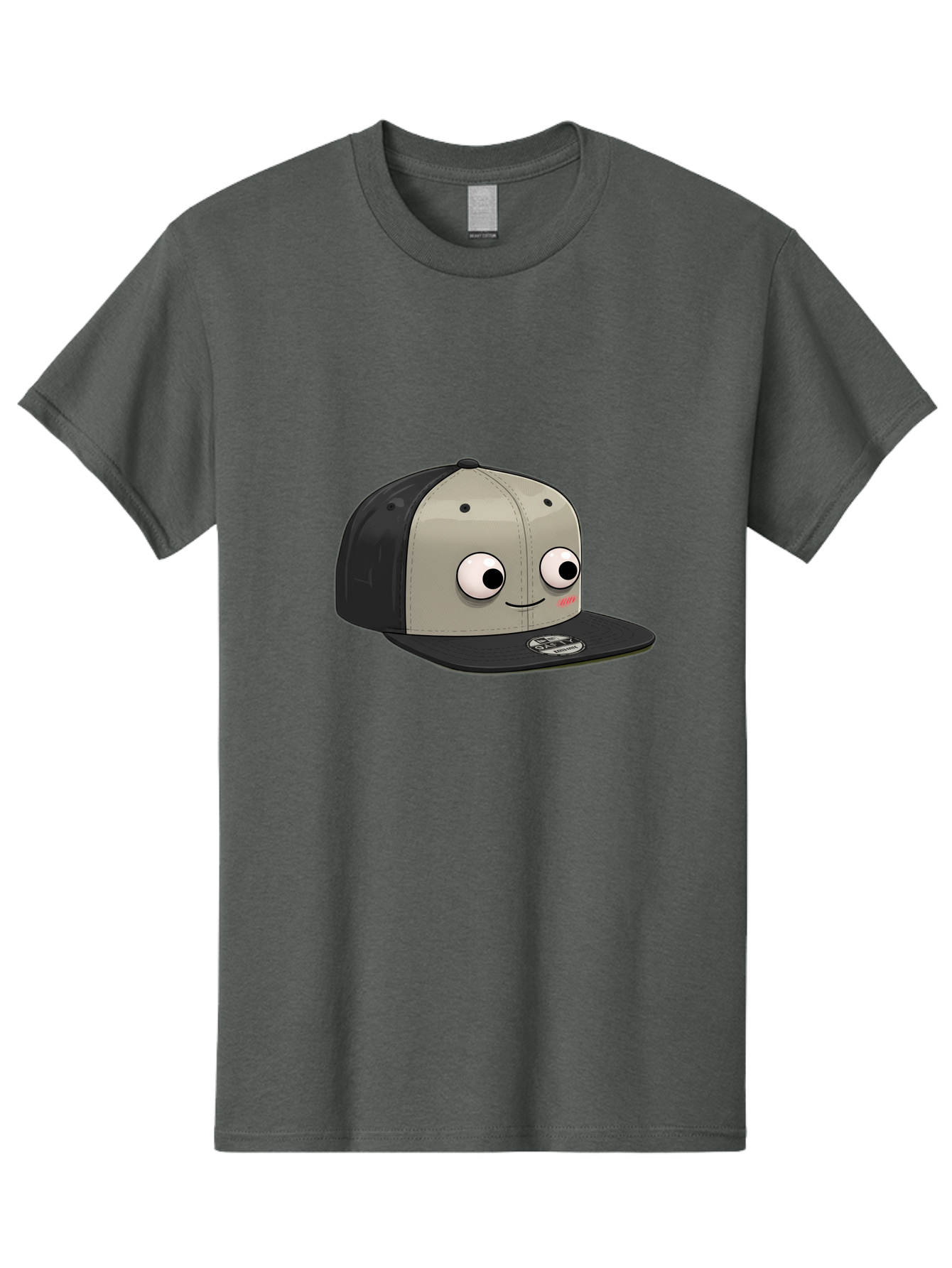 Cartoon-Baseball-Cap Men'S Graphic Tee, 100% Cotton, Comfortable Casual Summer Wear, Machine Washable, Funny Cartoon Baseball Cap, Cartoon Character Design, Smiling Face, Animated Hat, Digital Illustration, Playful Accessory, Bac787