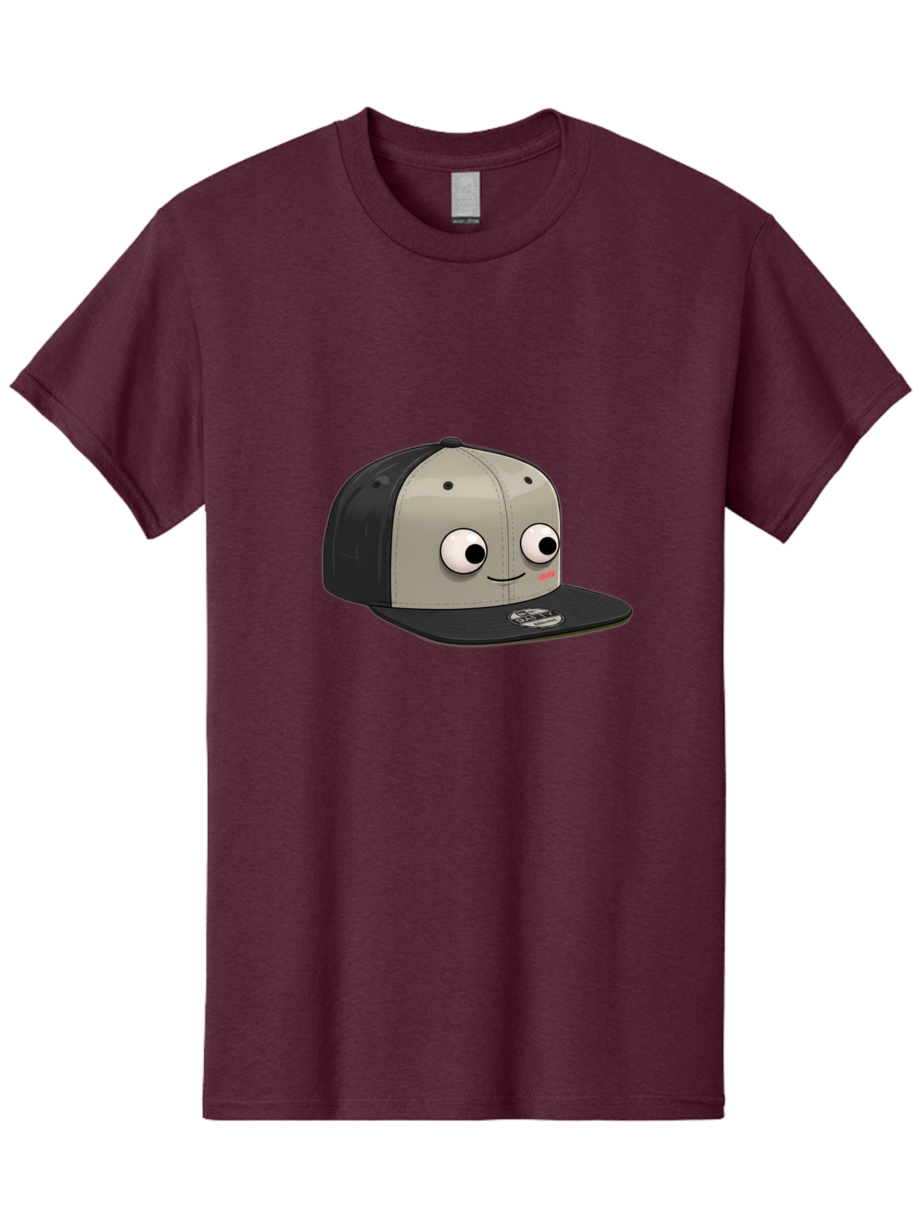 Cartoon-Baseball-Cap Men'S Graphic Tee, 100% Cotton, Comfortable Casual Summer Wear, Machine Washable, Funny Cartoon Baseball Cap, Cartoon Character Design, Smiling Face, Animated Hat, Digital Illustration, Playful Accessory, Bac787