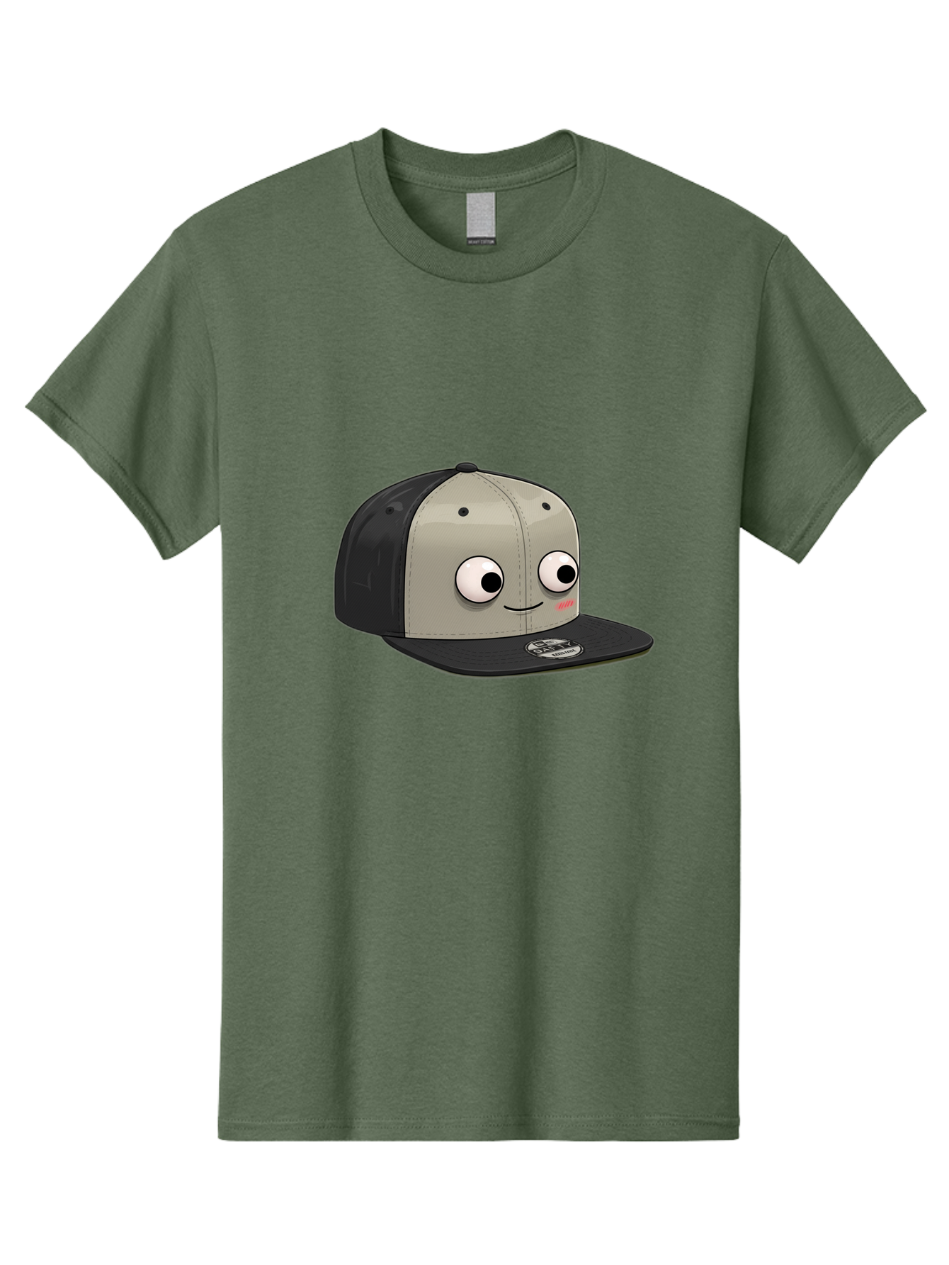 Cartoon-Baseball-Cap Men'S Graphic Tee, 100% Cotton, Comfortable Casual Summer Wear, Machine Washable, Funny Cartoon Baseball Cap, Cartoon Character Design, Smiling Face, Animated Hat, Digital Illustration, Playful Accessory, Bac787