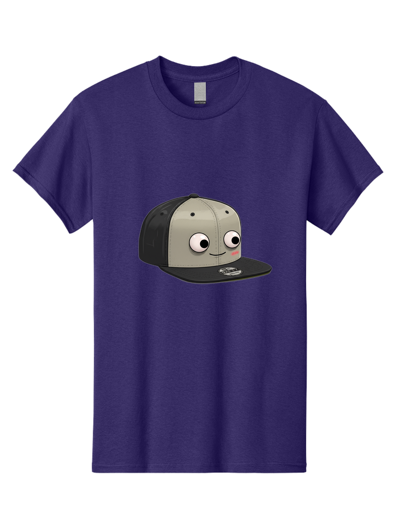 Cartoon-Baseball-Cap Men'S Graphic Tee, 100% Cotton, Comfortable Casual Summer Wear, Machine Washable, Funny Cartoon Baseball Cap, Cartoon Character Design, Smiling Face, Animated Hat, Digital Illustration, Playful Accessory, Bac787