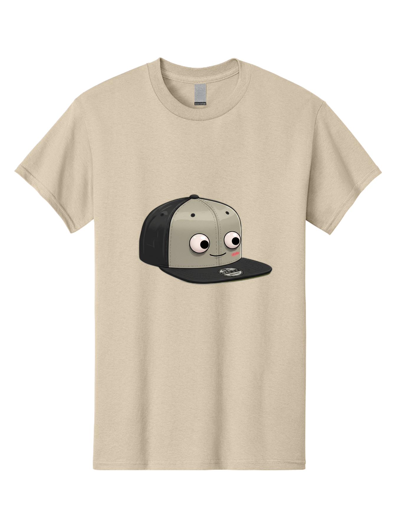 Cartoon-Baseball-Cap Men'S Graphic Tee, 100% Cotton, Comfortable Casual Summer Wear, Machine Washable, Funny Cartoon Baseball Cap, Cartoon Character Design, Smiling Face, Animated Hat, Digital Illustration, Playful Accessory, Bac787
