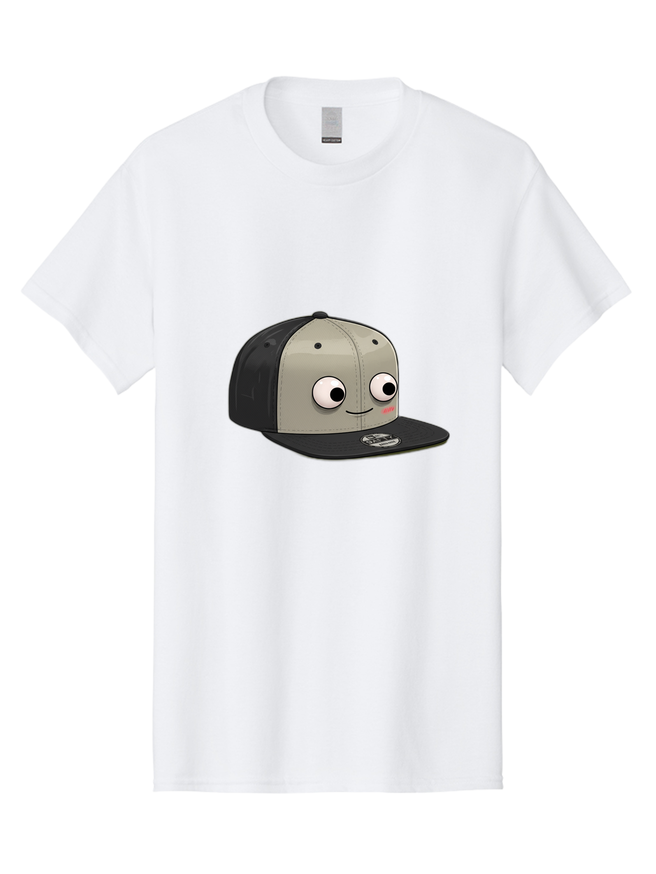 Cartoon-Baseball-Cap Men'S Graphic Tee, 100% Cotton, Comfortable Casual Summer Wear, Machine Washable, Funny Cartoon Baseball Cap, Cartoon Character Design, Smiling Face, Animated Hat, Digital Illustration, Playful Accessory, Bac787