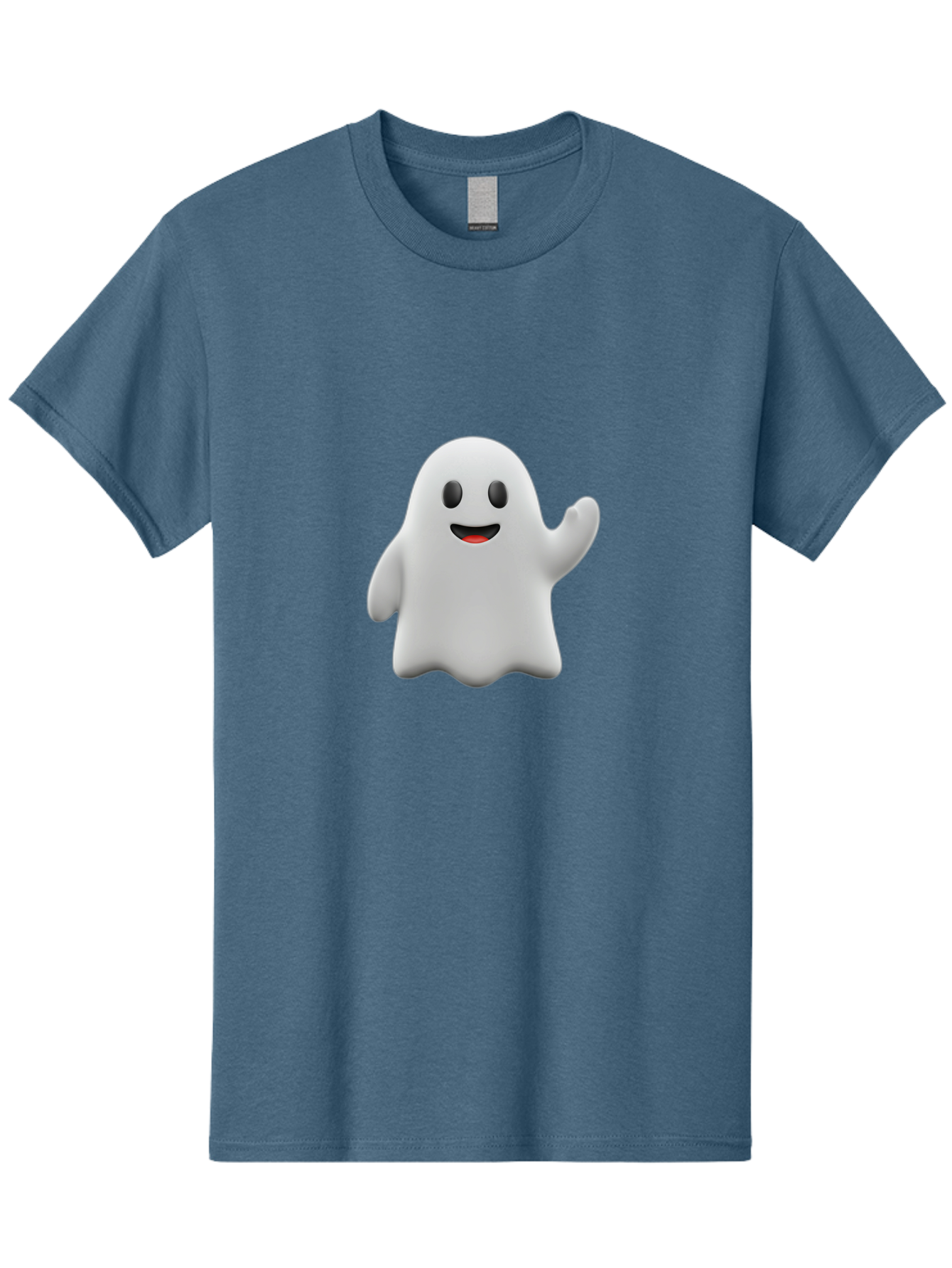 Casper-Ghost Men'S Graphic Tee, 100% Cotton, Comfortable Casual Summer Wear, Machine Washable, Smiling Ghost, Friendly Ghost, Cartoon Character, Happy Face, Waving Gesture, Halloween Spirit, Spooky Friendly, Digital Illustration, 3D Rendering Bac794